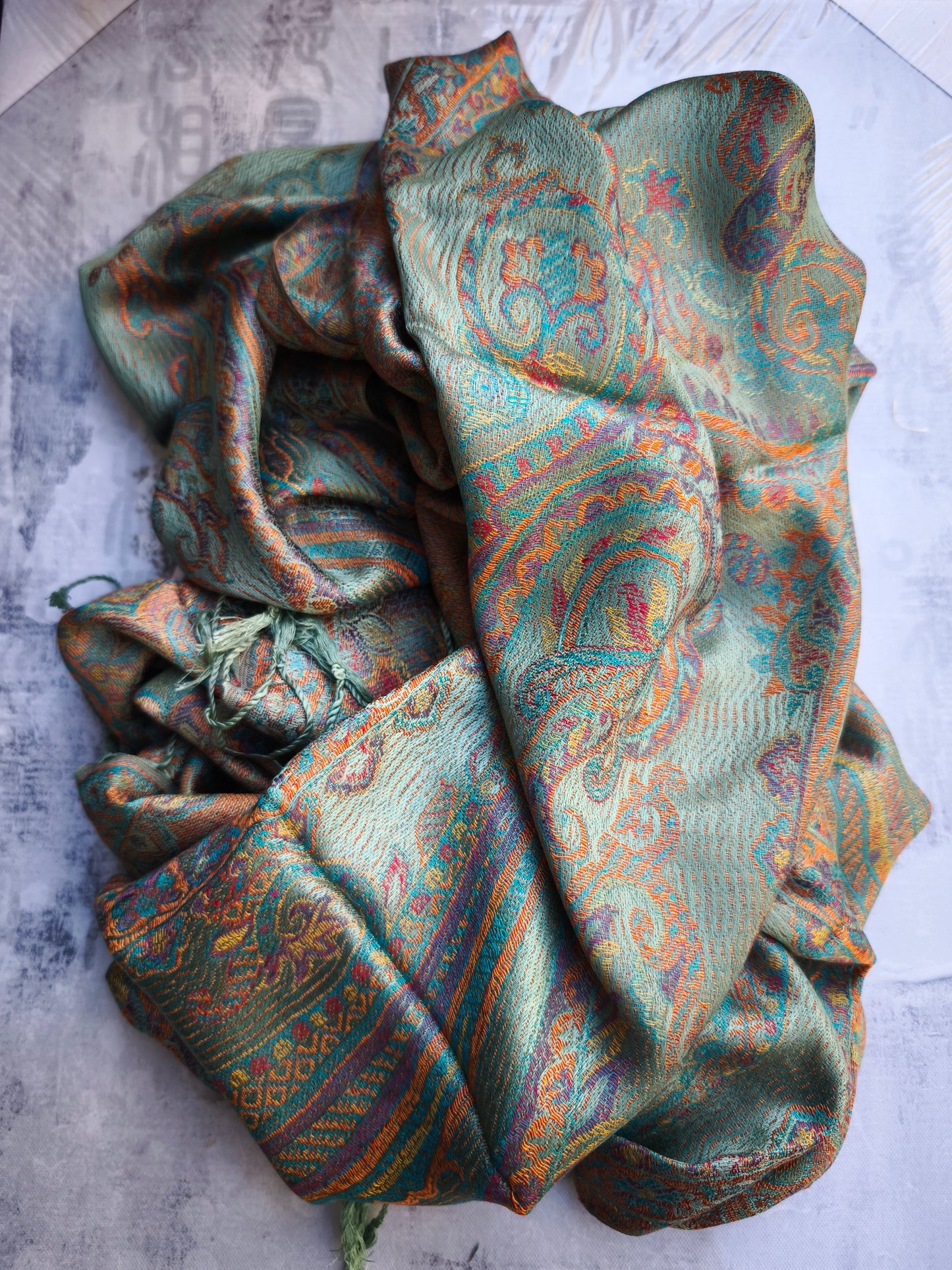 Pashmina Tuch Schal Seide 100% Indien cm 195X75 17S