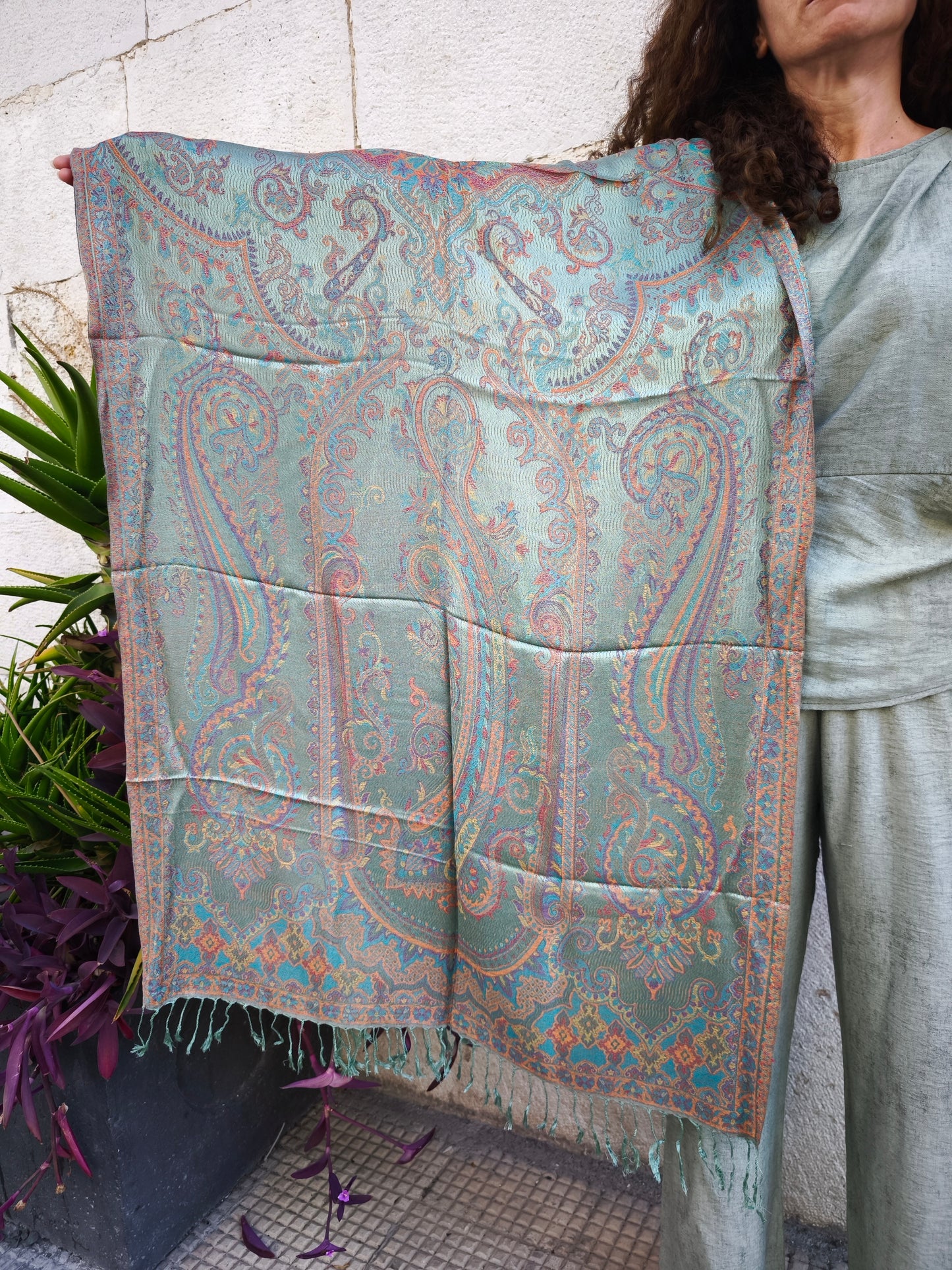 Pashmina Tuch Schal Seide 100% Indien cm 195X75 17S