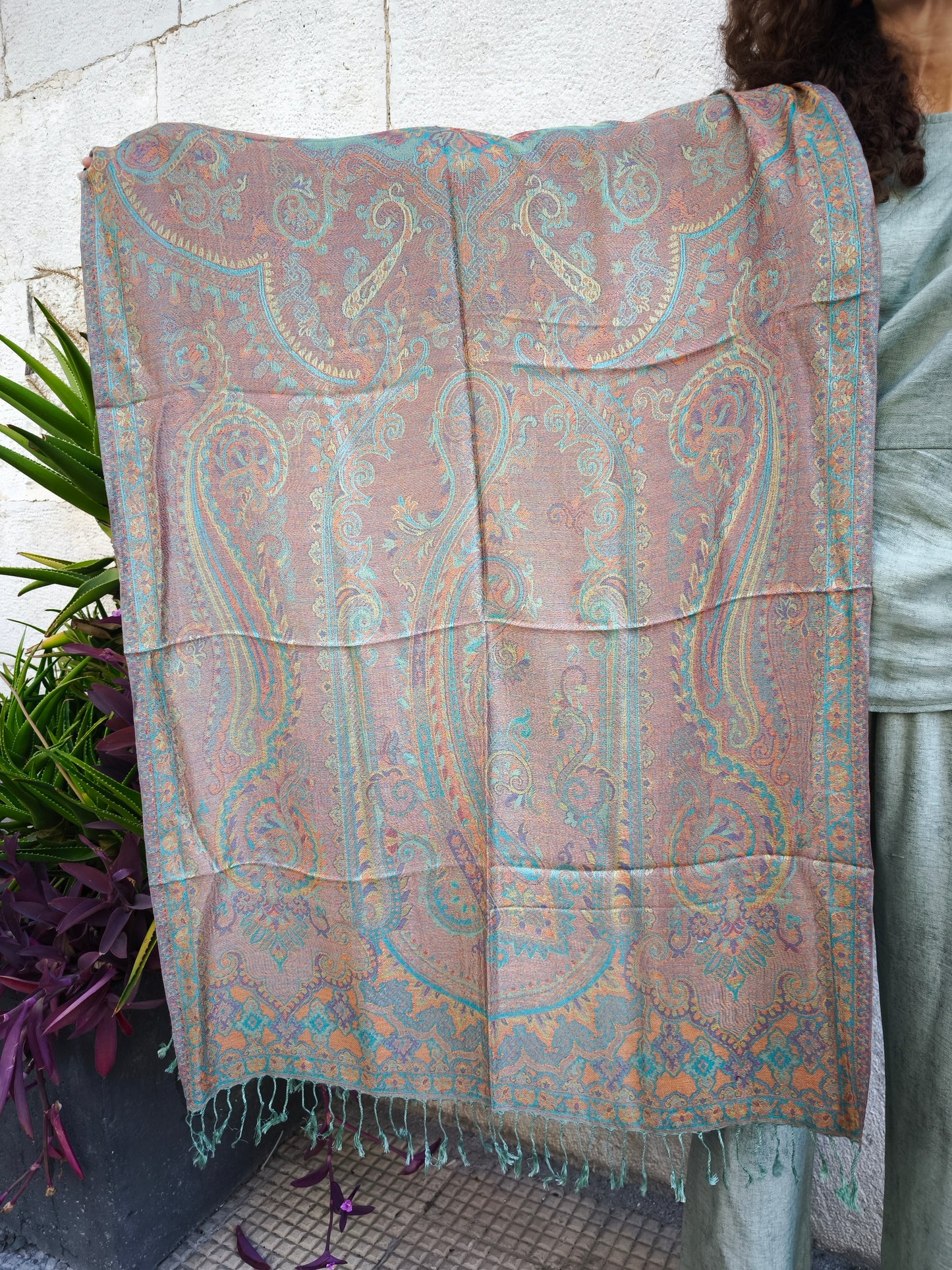 Pashmina Tuch Schal Seide 100% Indien cm 195X75 17S