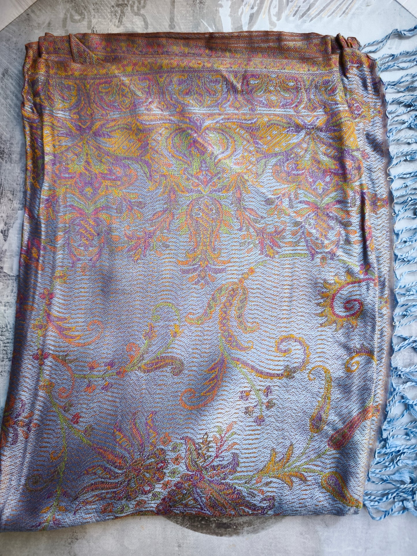 Pashmina Foulard Schal Seide 100% Indien 195X75 cm 18S