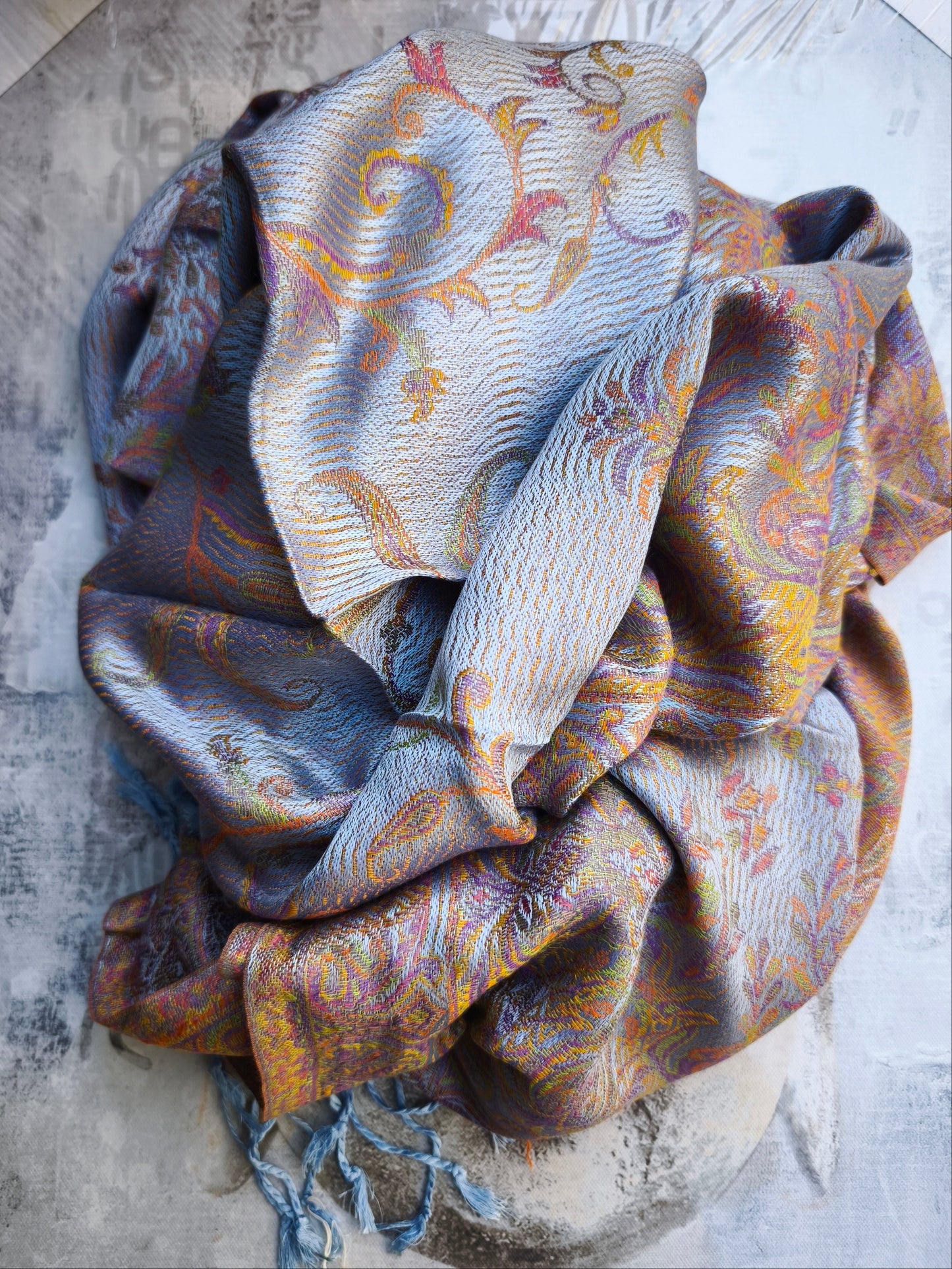 Pashmina Foulard Schal Seide 100% Indien 195X75 cm 18S