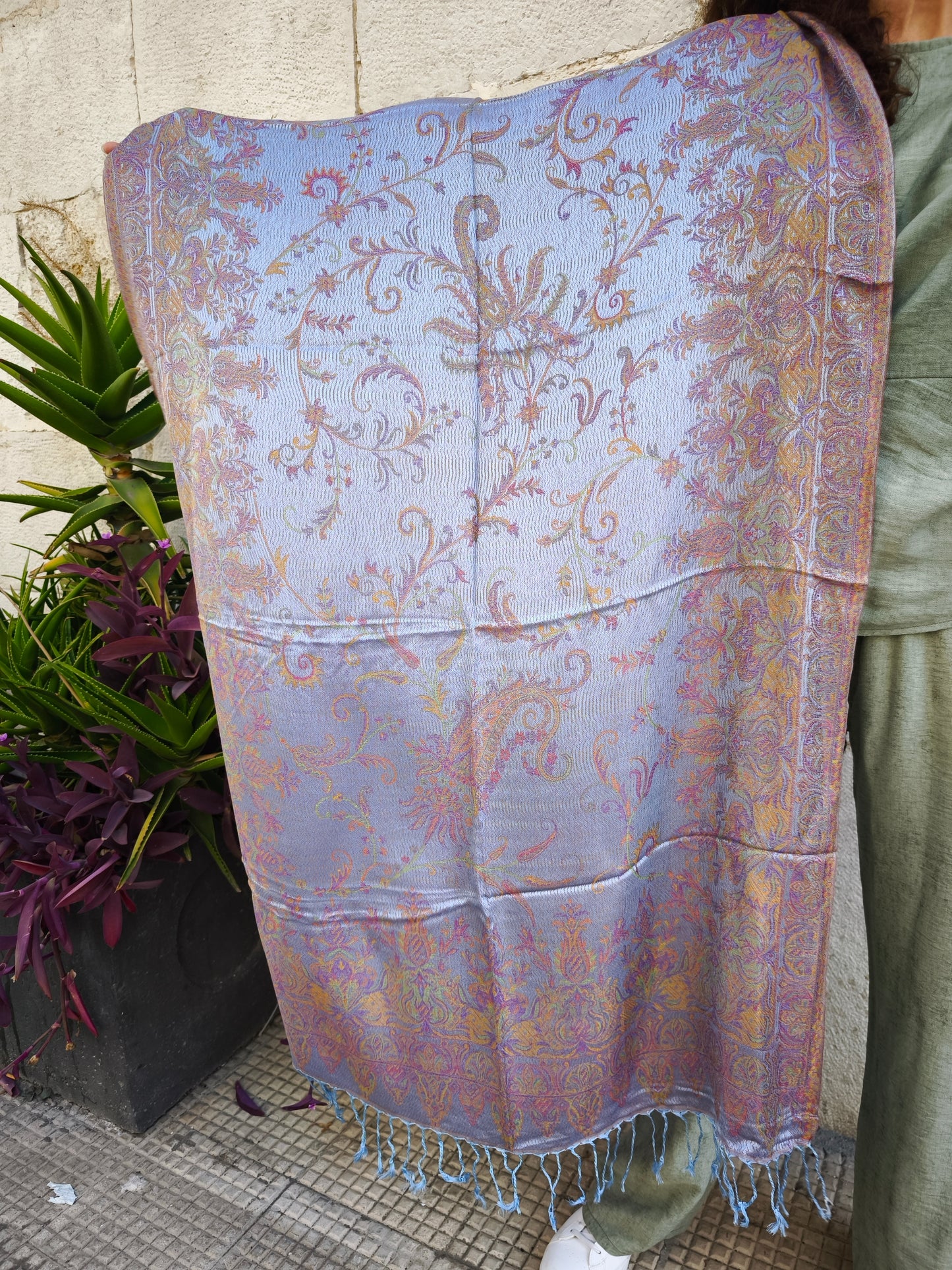 Pashmina Foulard Schal Seide 100% Indien 195X75 cm 18S