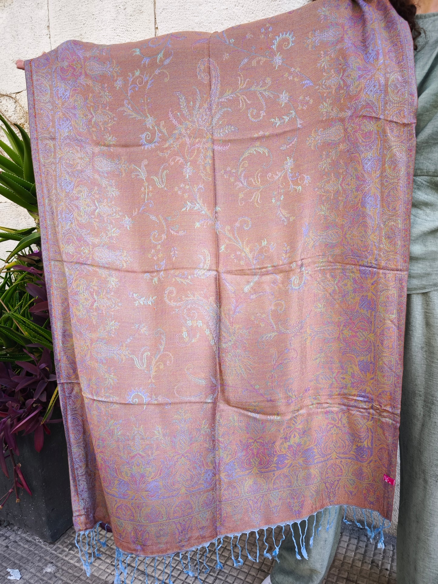 Pashmina Foulard Schal Seide 100% Indien 195X75 cm 18S