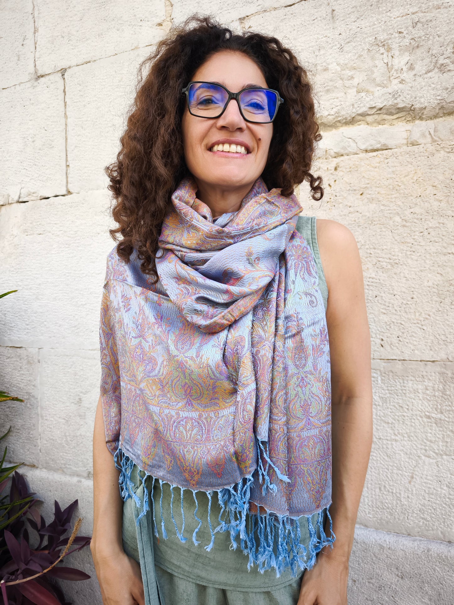 Pashmina Foulard Schal Seide 100% Indien 195X75 cm 18S
