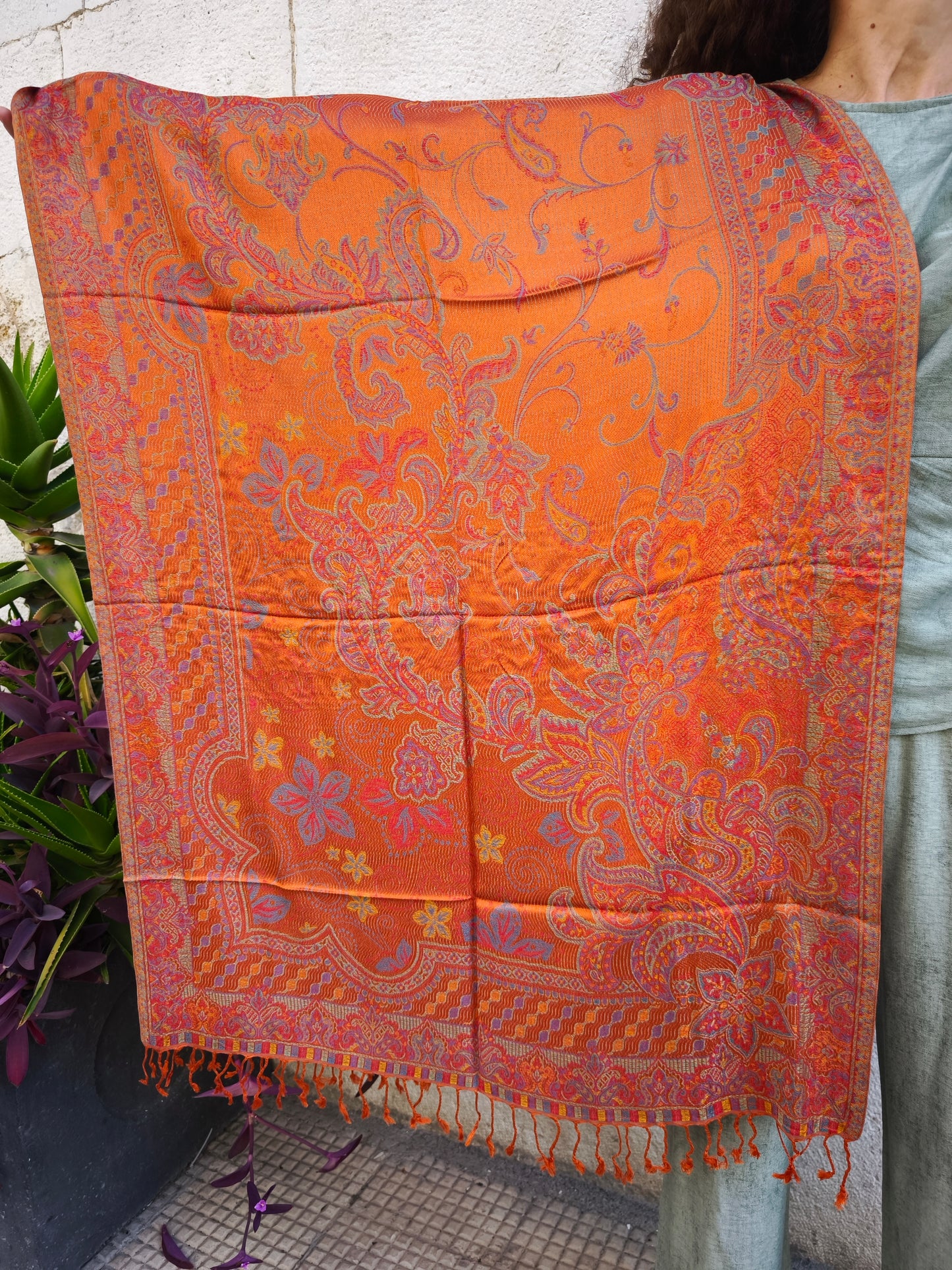 Pashmina Foulard Schal Seide 100% Indien 195x75 cm 19S