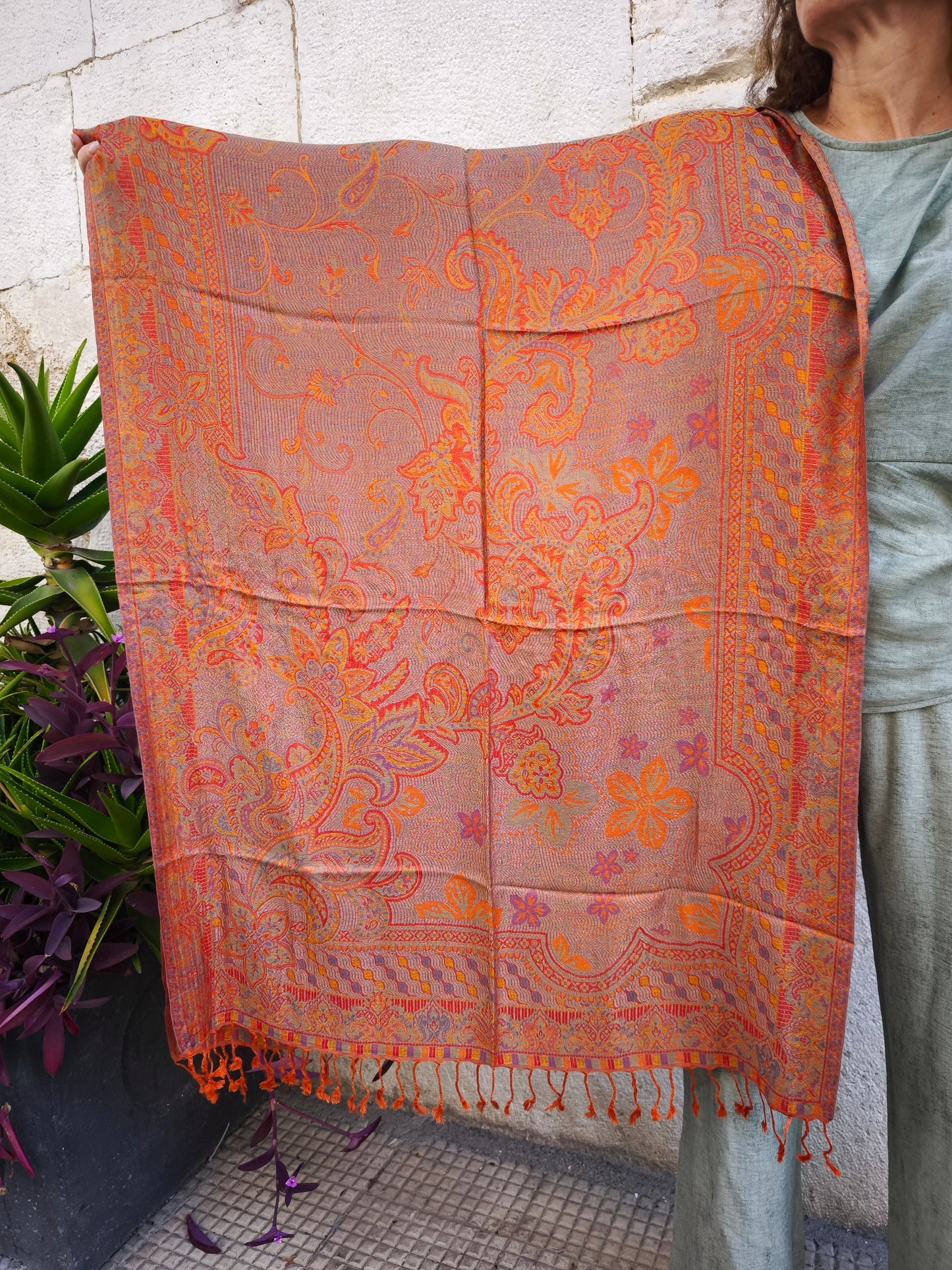 Pashmina Foulard Schal Seide 100% Indien 195x75 cm 19S