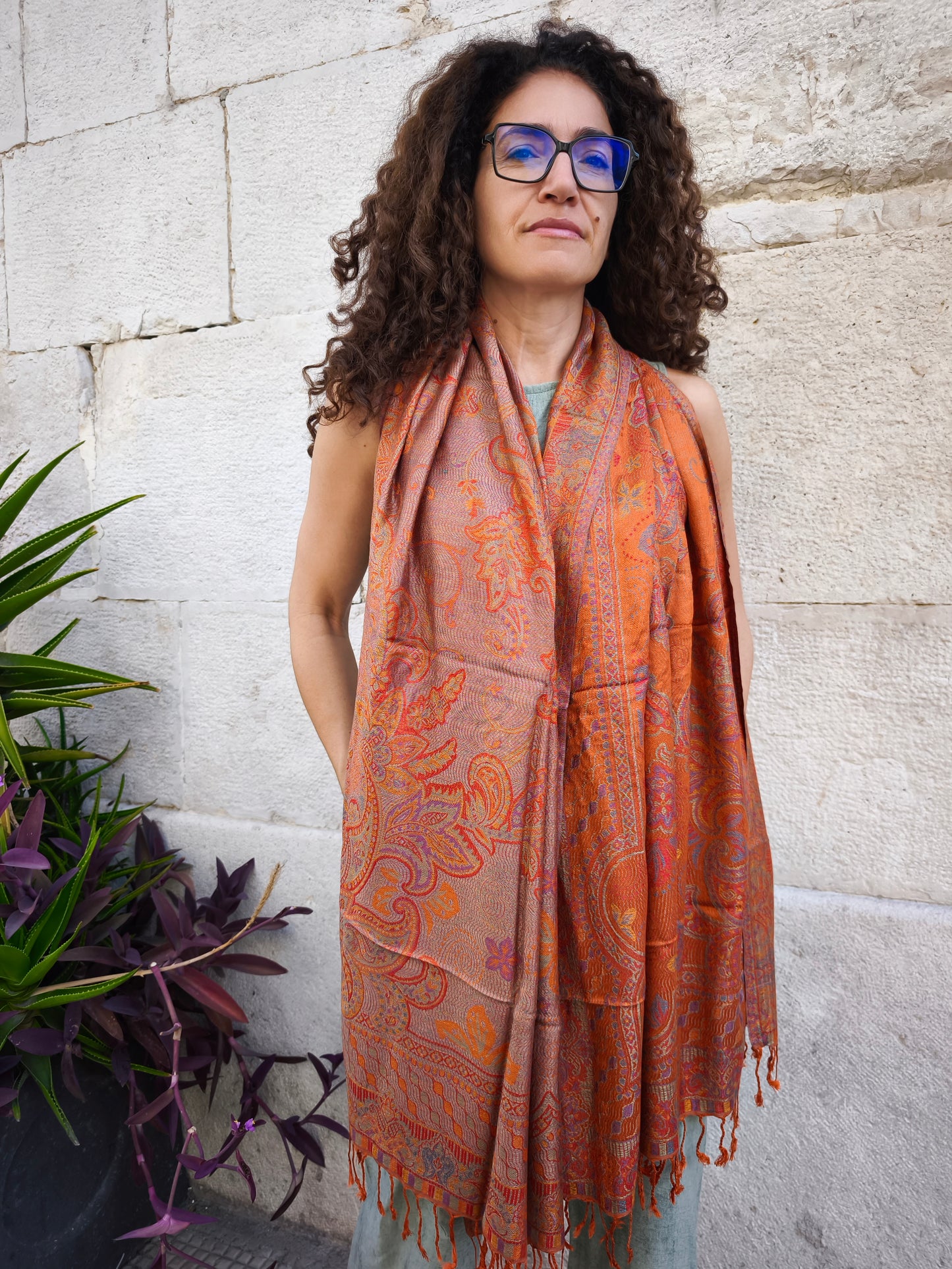 Pashmina Foulard Schal Seide 100% Indien 195x75 cm 19S