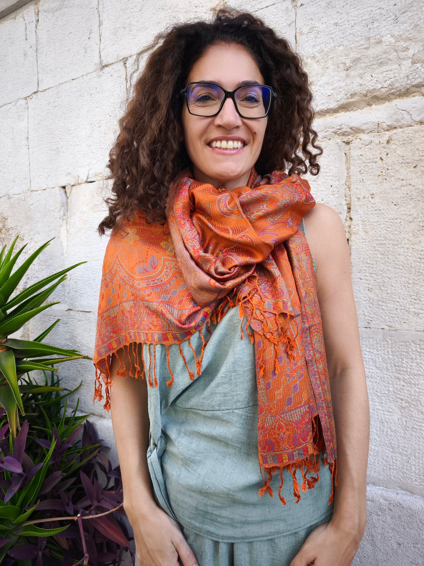 Pashmina Foulard Schal Seide 100% Indien 195x75 cm 19S