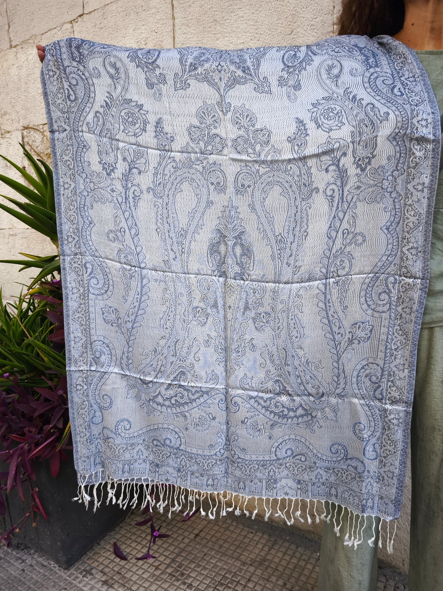 Pashmina Halstuch Schal 100% Seide Indien 195x75 cm 20S
