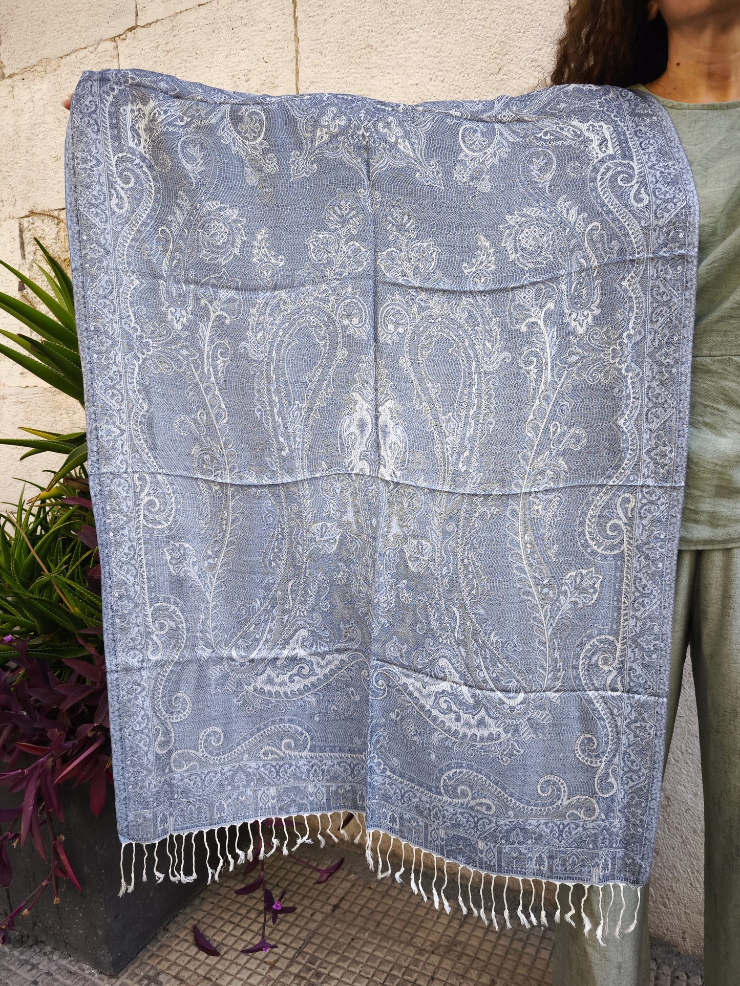 Pashmina Halstuch Schal 100% Seide Indien 195x75 cm 20S