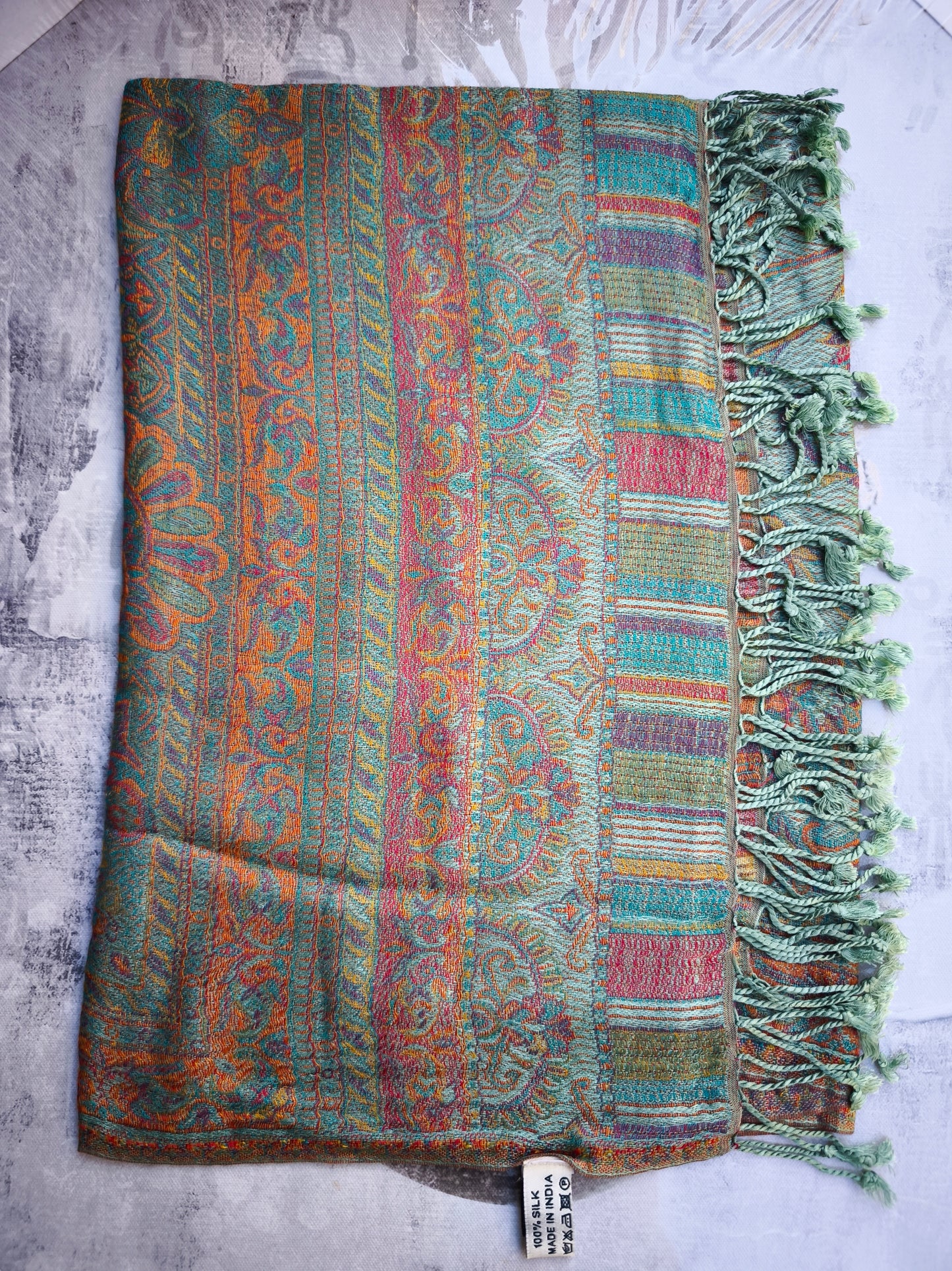 Pashmina Tuch Schal Seide 100% Indien 195x75 cm 21S