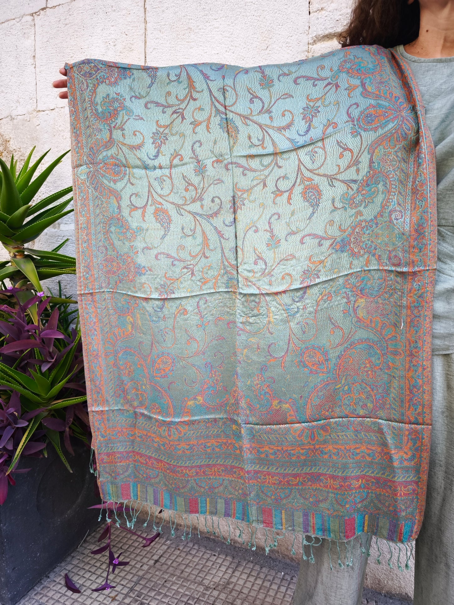 Pashmina Tuch Schal Seide 100% Indien 195x75 cm 21S
