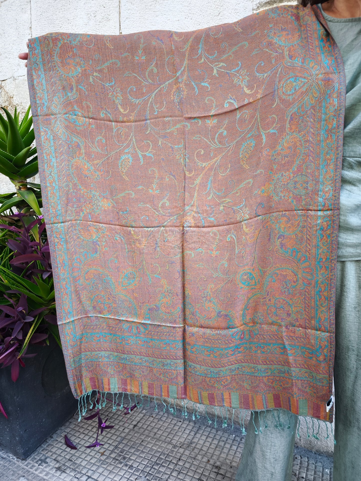 Pashmina Tuch Schal Seide 100% Indien 195x75 cm 21S