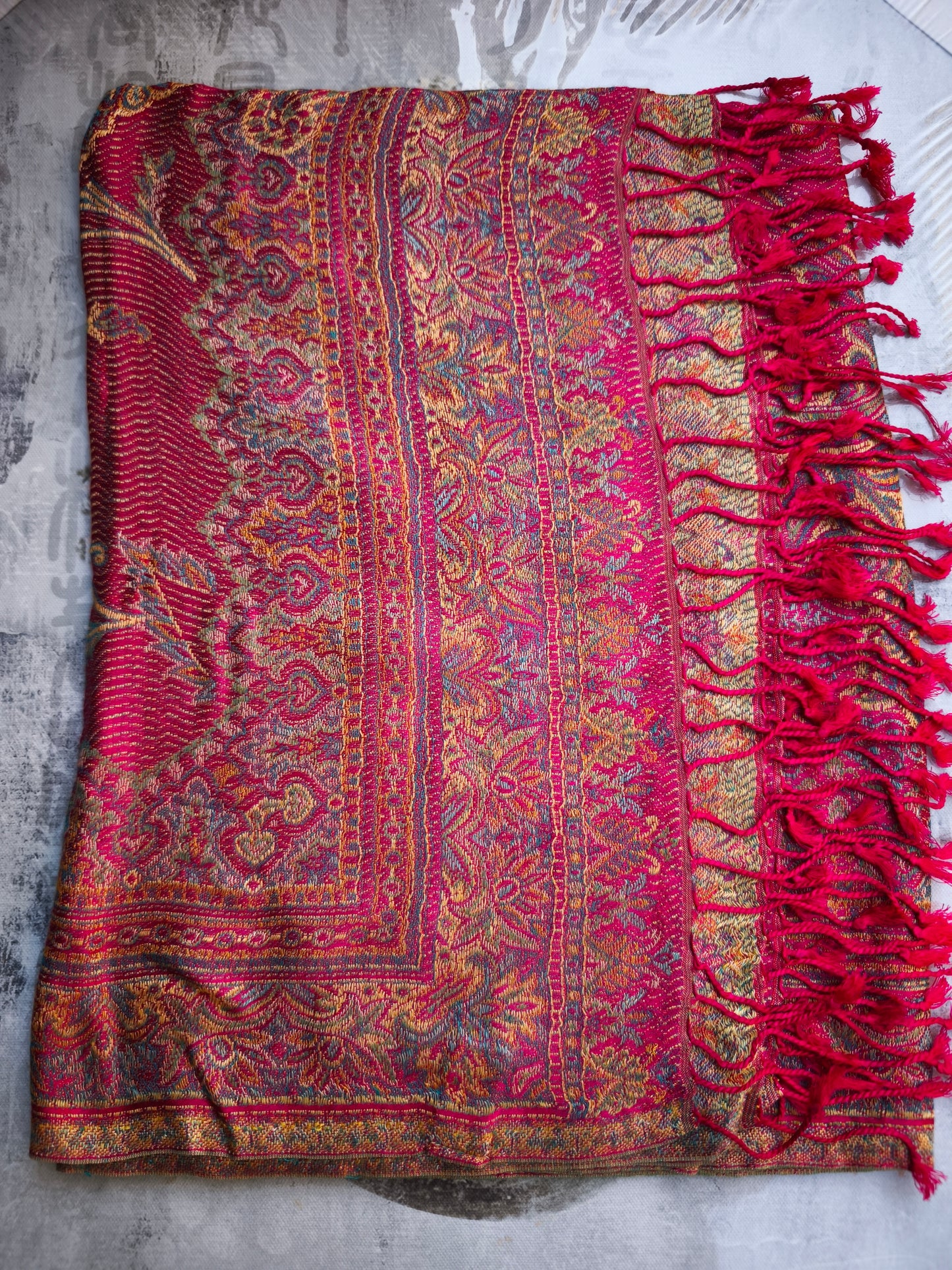 Pashmina Foulard Sciarpa Seta 100% India cm 195X75 23S