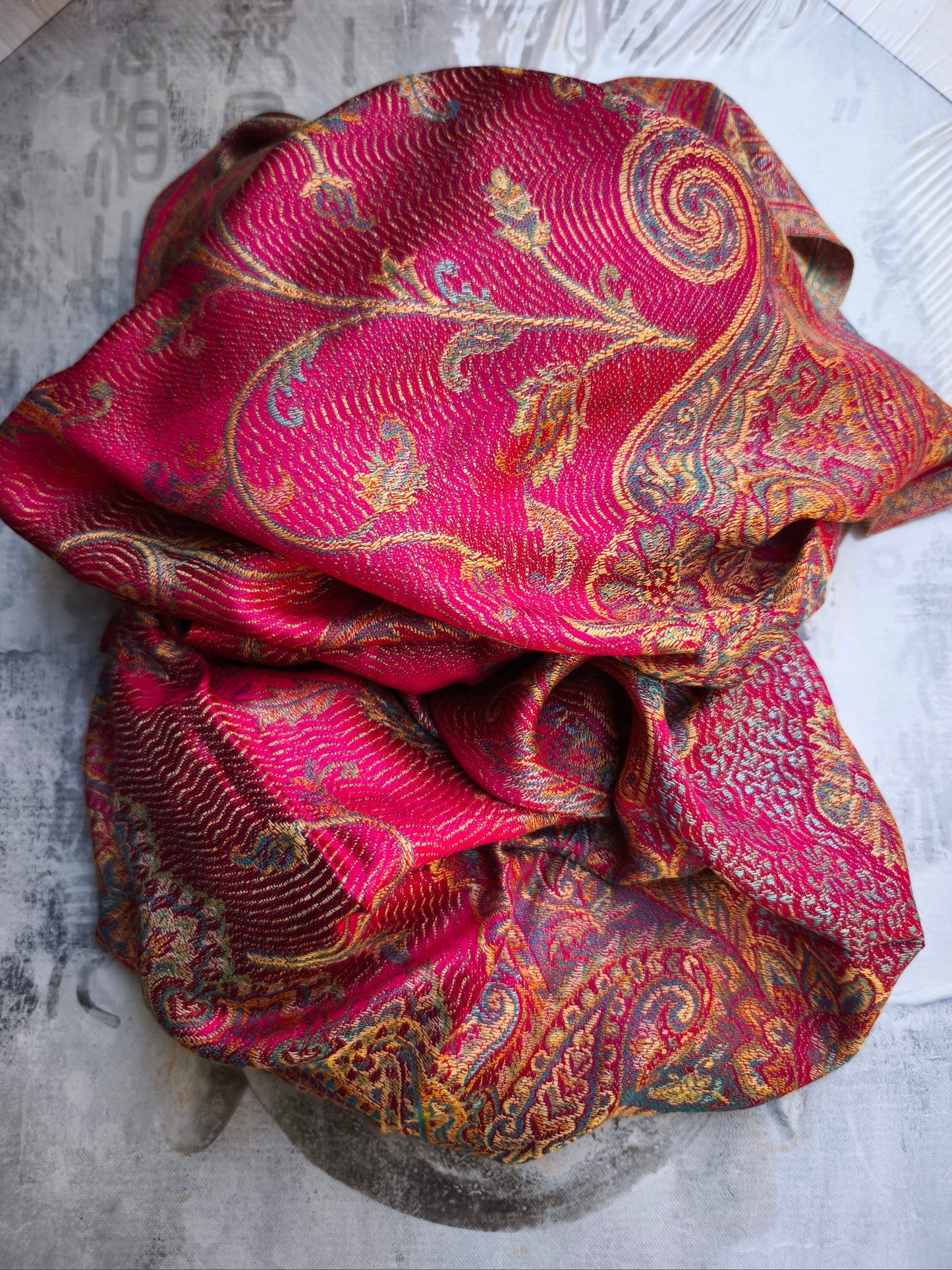Pashmina Foulard Sciarpa Seta 100% India cm 195X75 23S