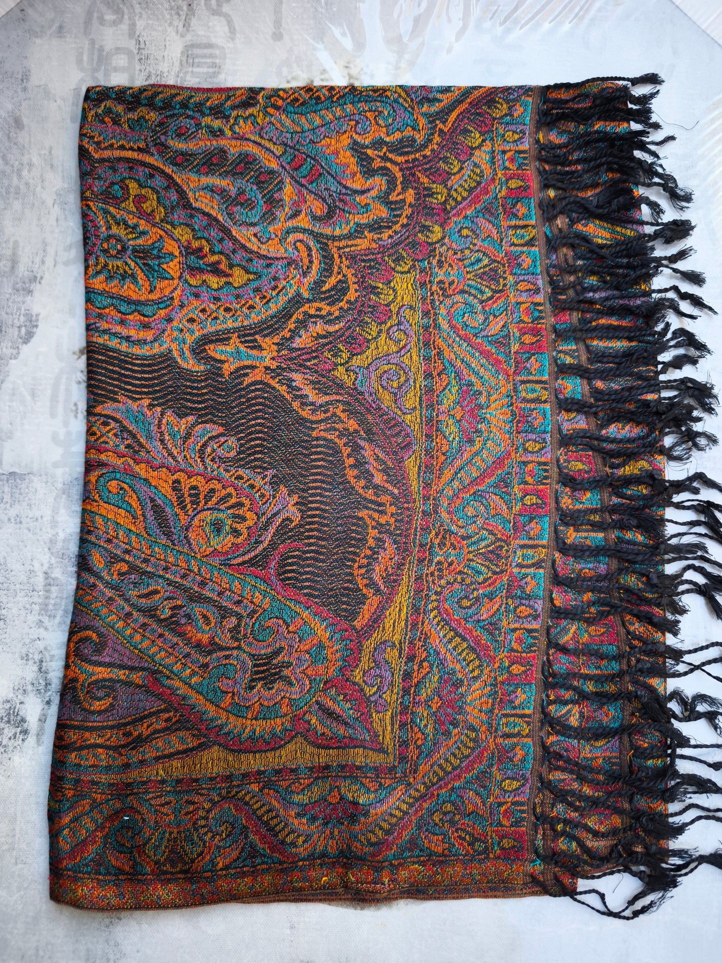 Pashmina Foulard Sciarpa Seta 100% India cm 195X75 24S
