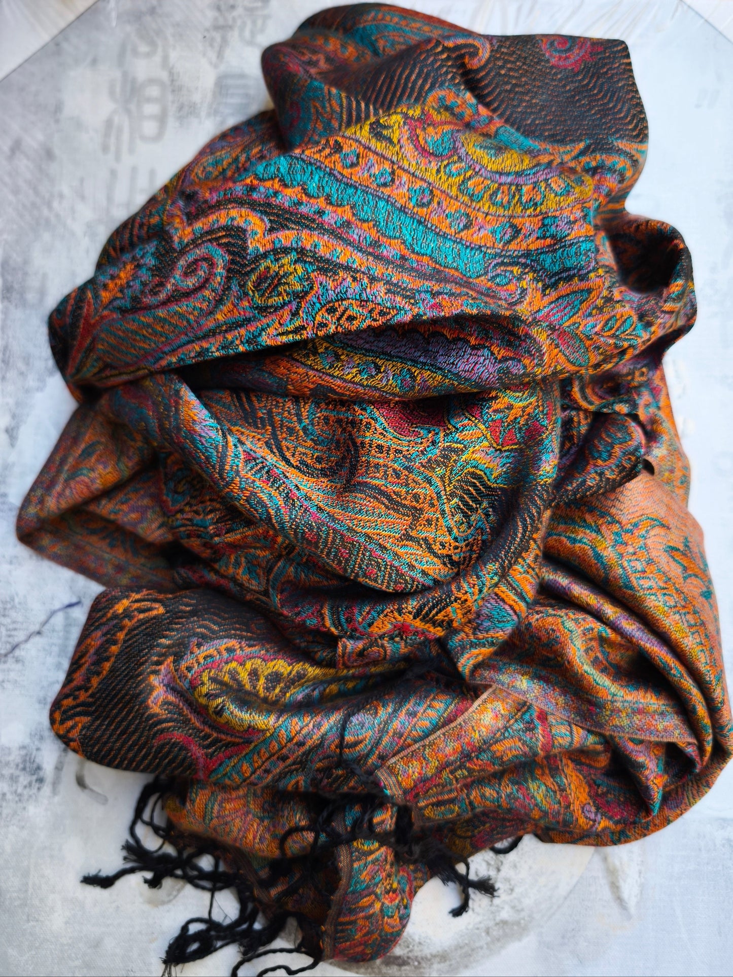 Pashmina Foulard Sciarpa Seta 100% India cm 195X75 24S