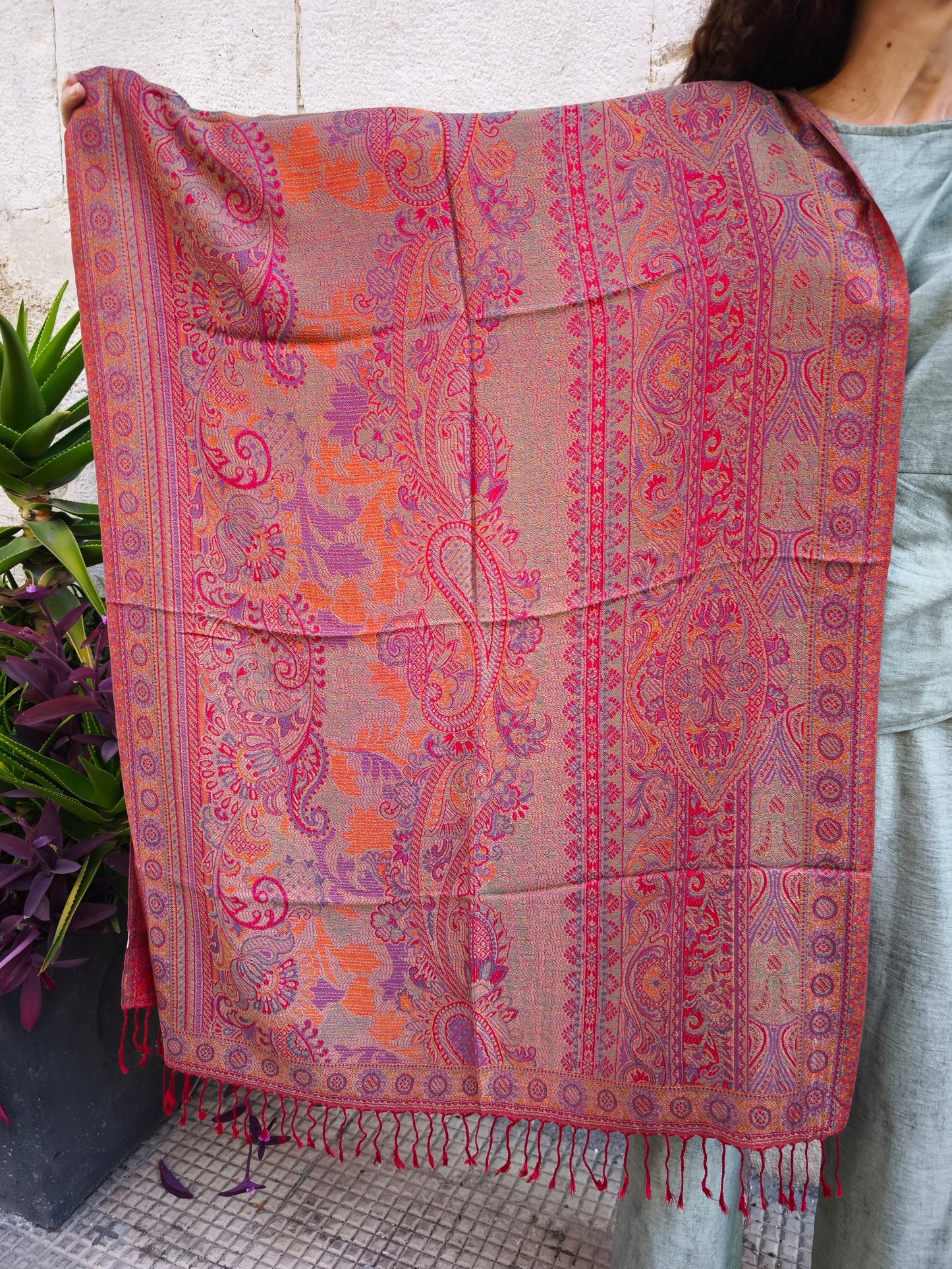 Pashmina Schal Halstuch 100% Seide Indien 195x75 cm 25S