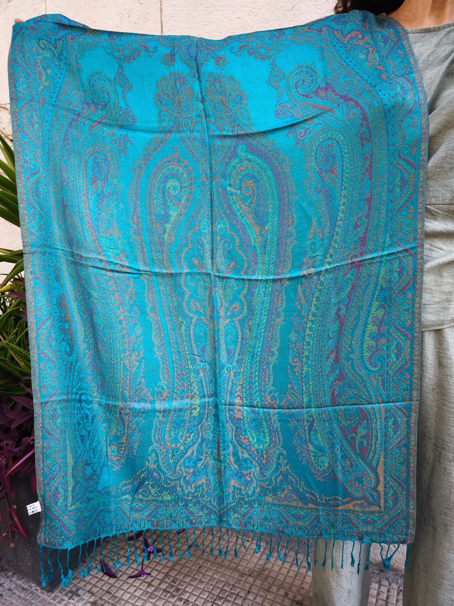 Pashmina Foulard Schal Seide 100% Indien cm 195X75 26S