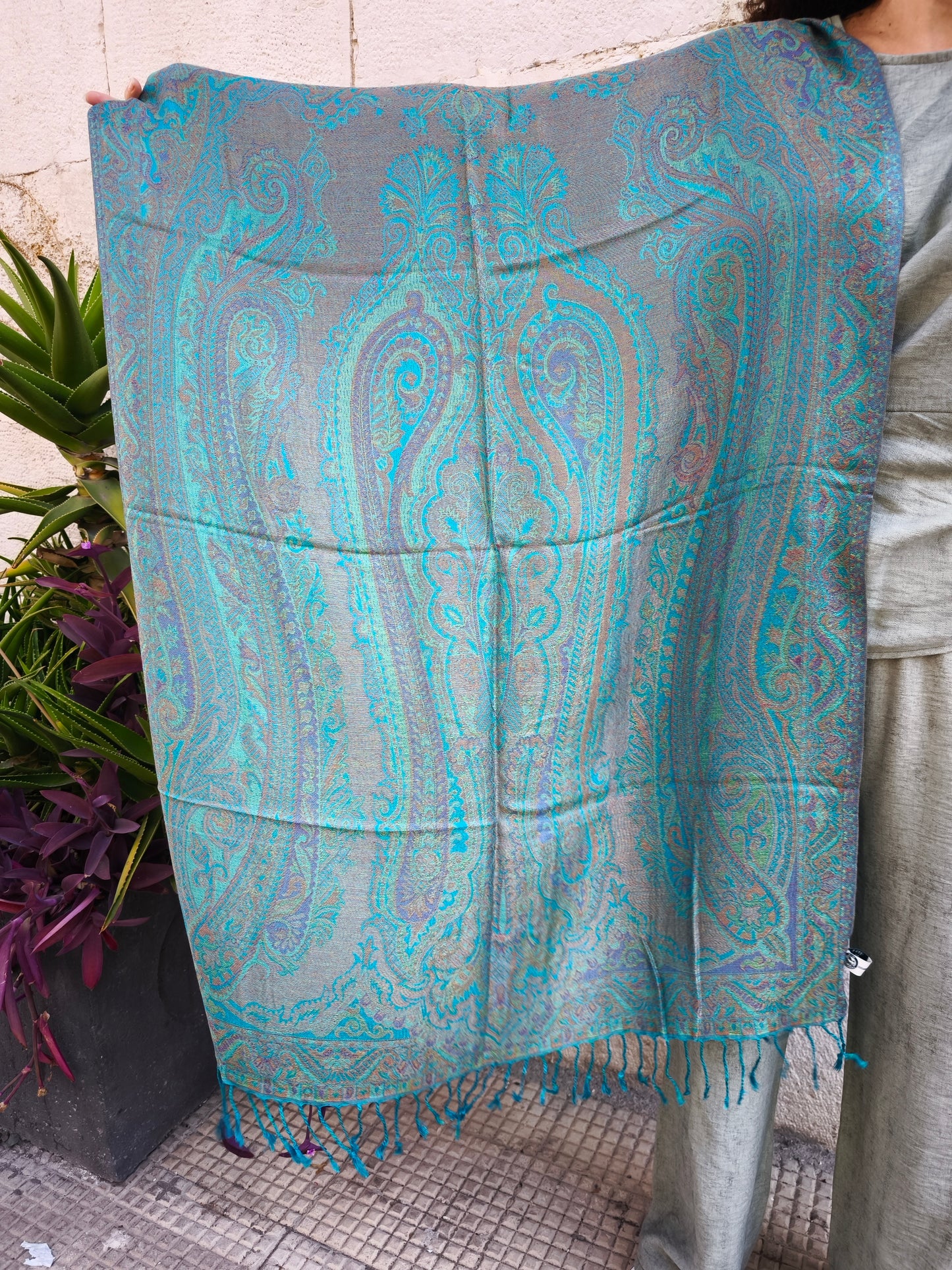Pashmina Foulard Schal Seide 100% Indien cm 195X75 26S