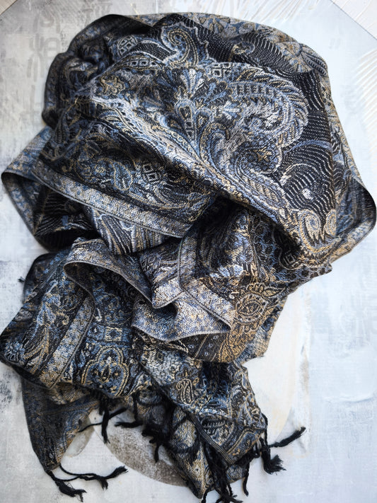 Pashmina Foulard Schal Seide 100% Indien 195x75 cm 27S