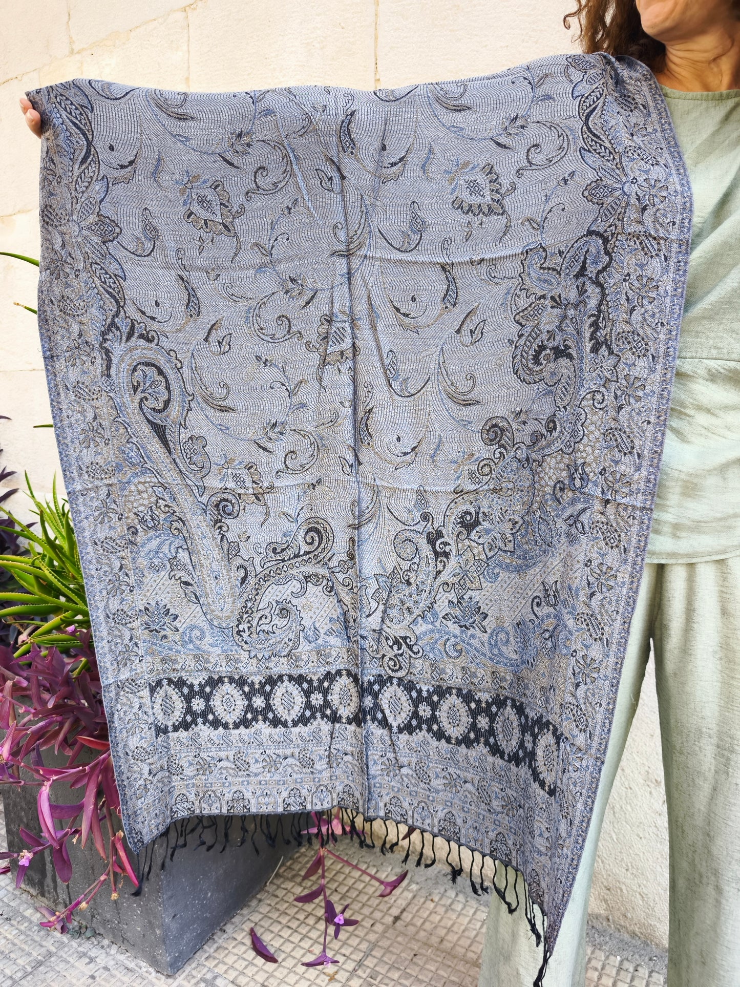 Pashmina Foulard Schal Seide 100% Indien 195x75 cm 27S