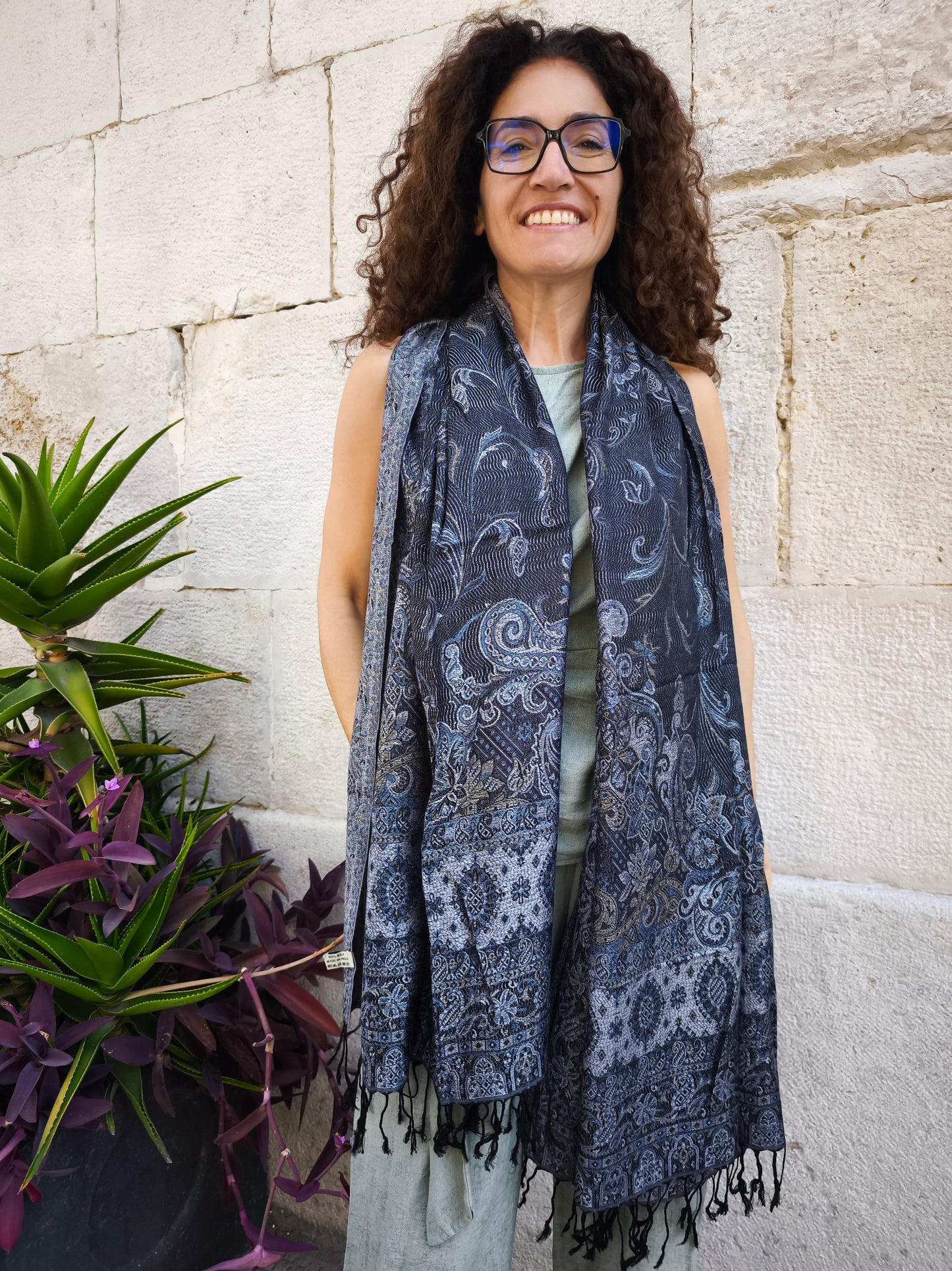 Pashmina Foulard Schal Seide 100% Indien 195x75 cm 27S