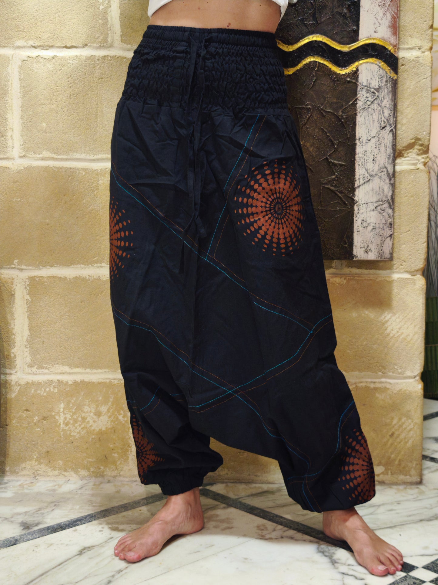 Pantalone harem unisex taglia L/XL 100% cotone NEPAL 1