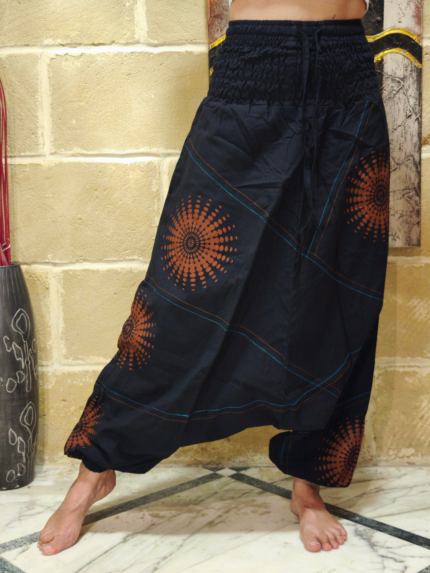 Pantalone harem unisex taglia L/XL 100% cotone NEPAL 1