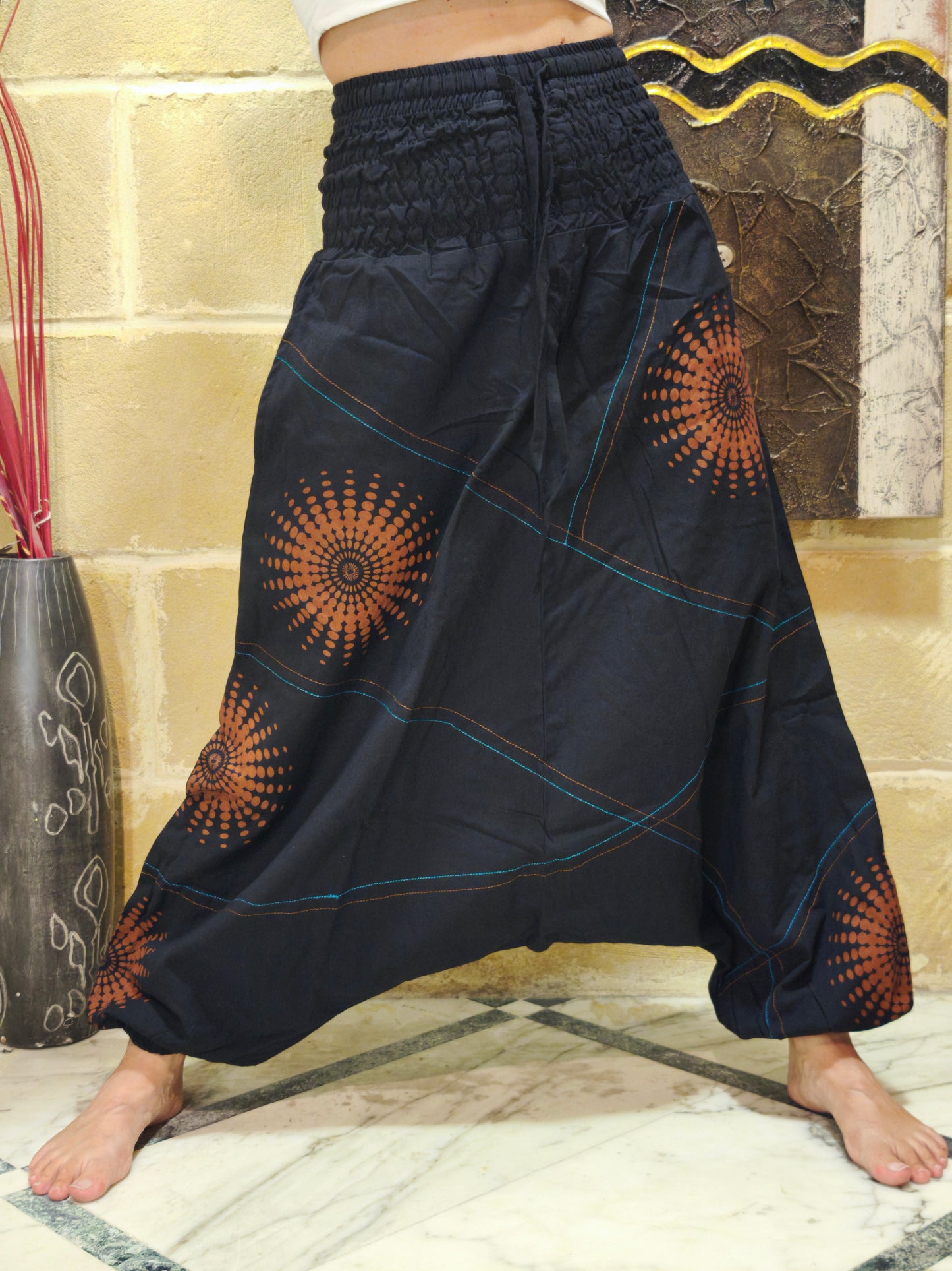Pantalone harem unisex taglia L/XL 100% cotone NEPAL 1
