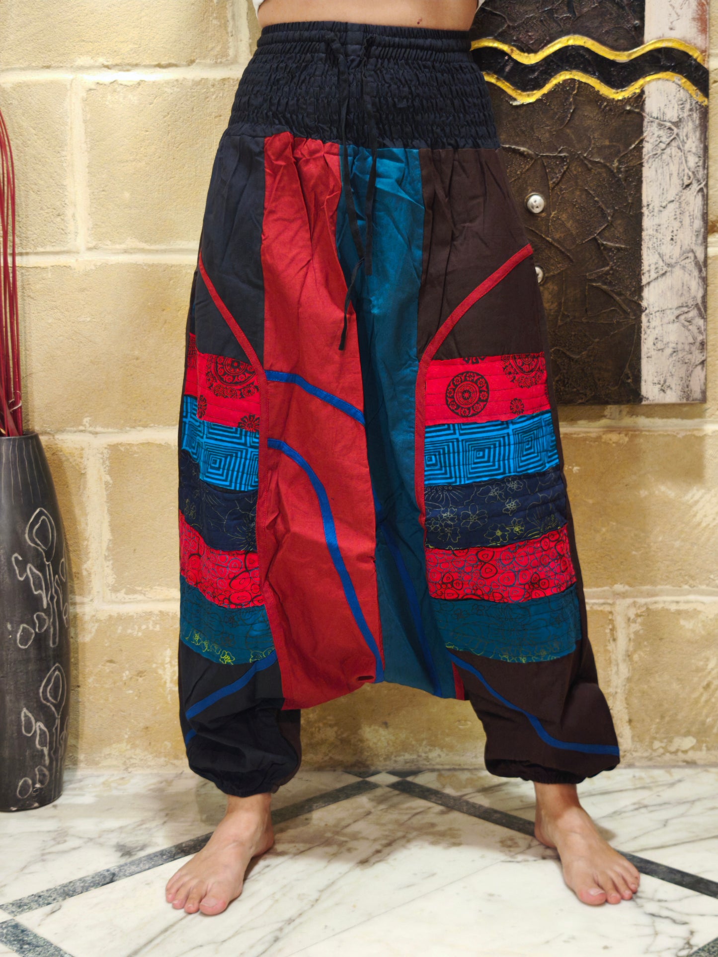 Pantalone harem unisex taglia S/M 100% cotone NEPAL 2