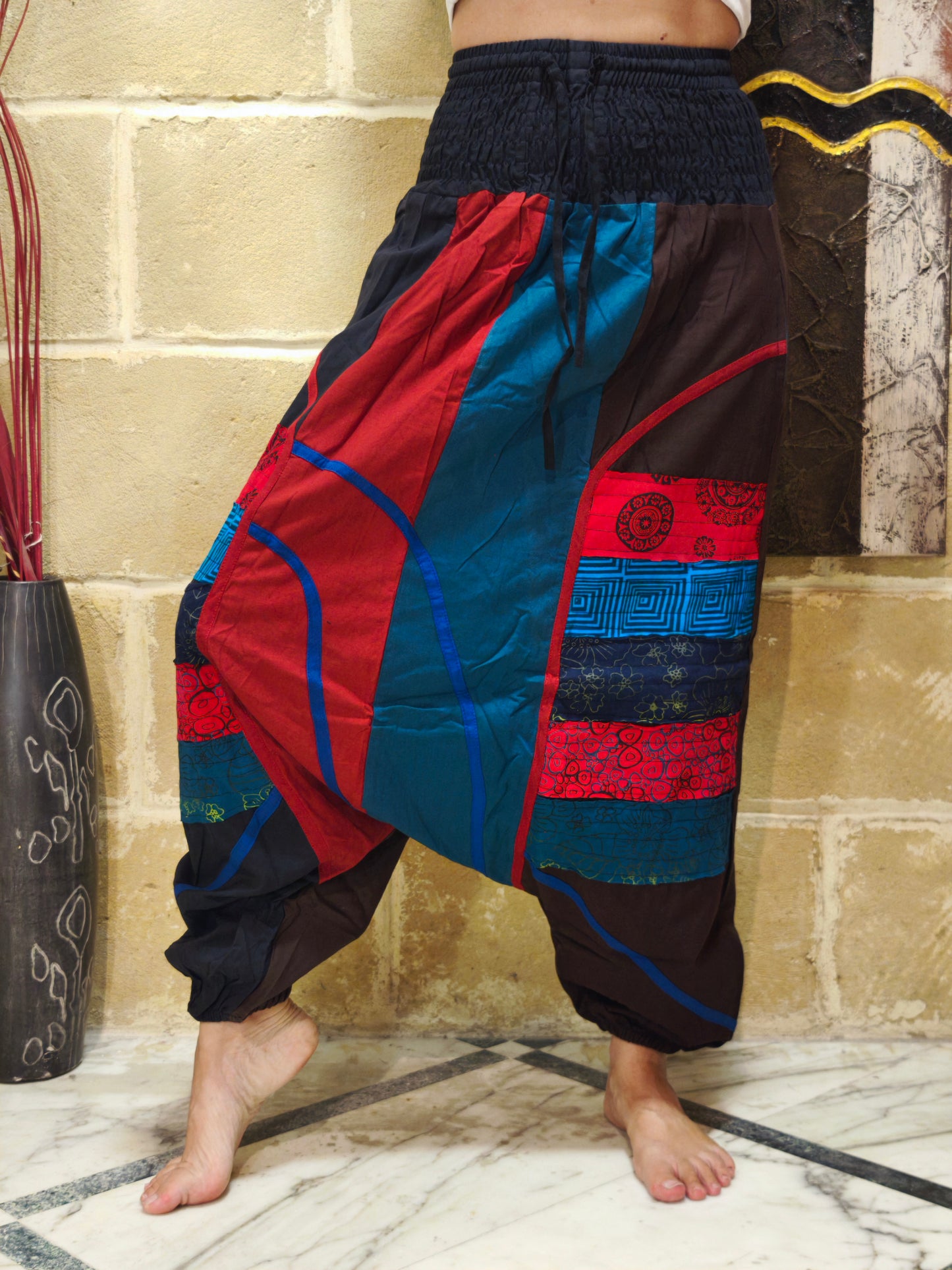 Pantalone harem unisex taglia S/M 100% cotone NEPAL 2