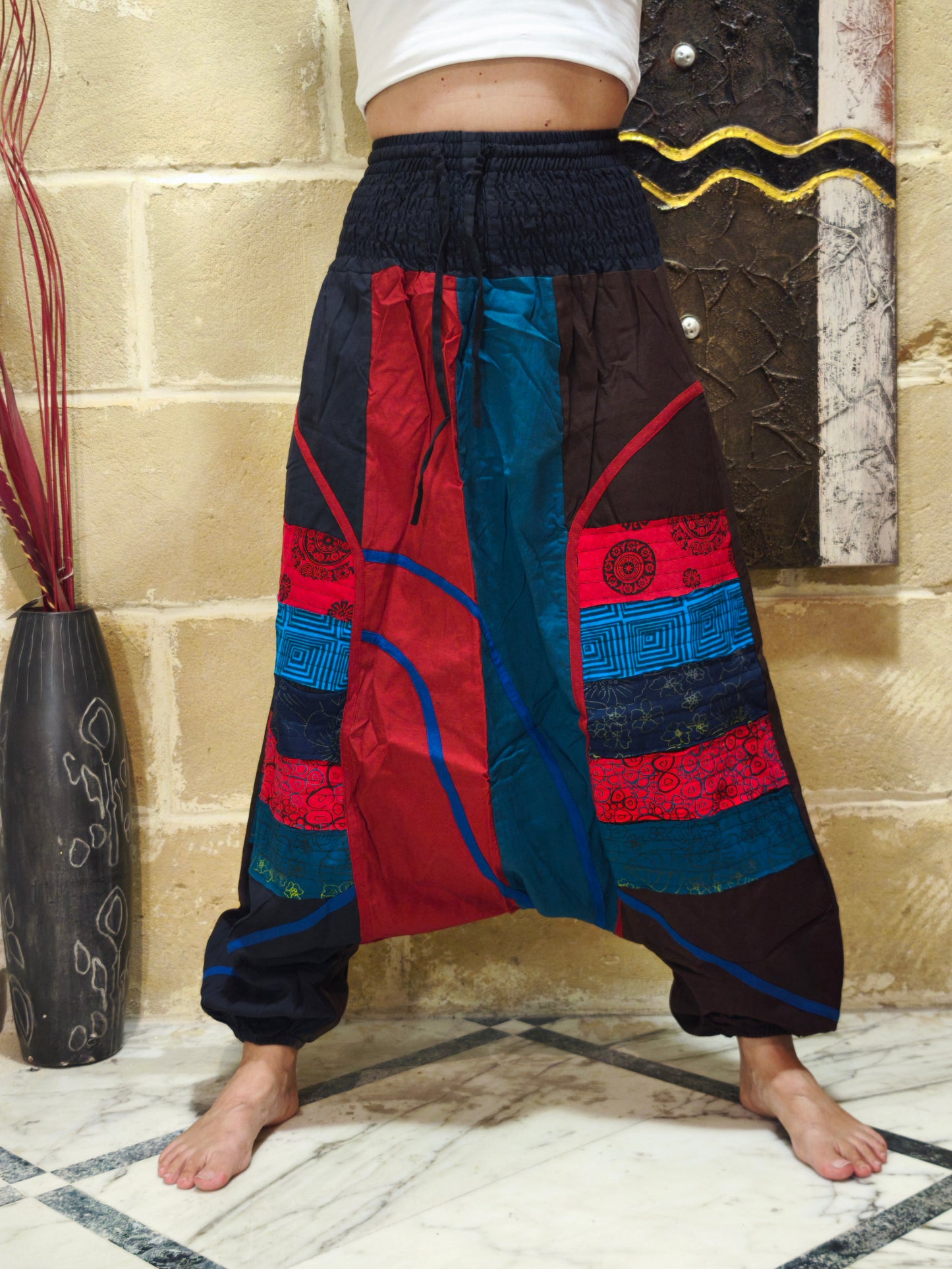 Pantalone harem unisex taglia S/M 100% cotone NEPAL 2
