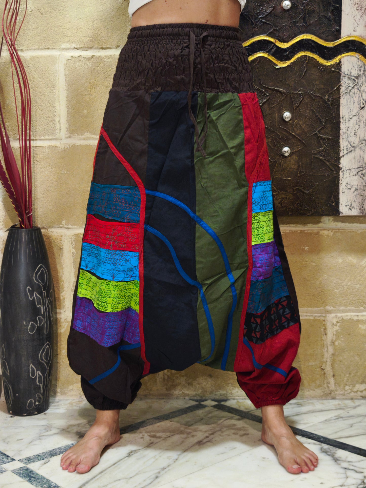 Pantalone harem unisex taglia S/M 100% cotone NEPAL 3