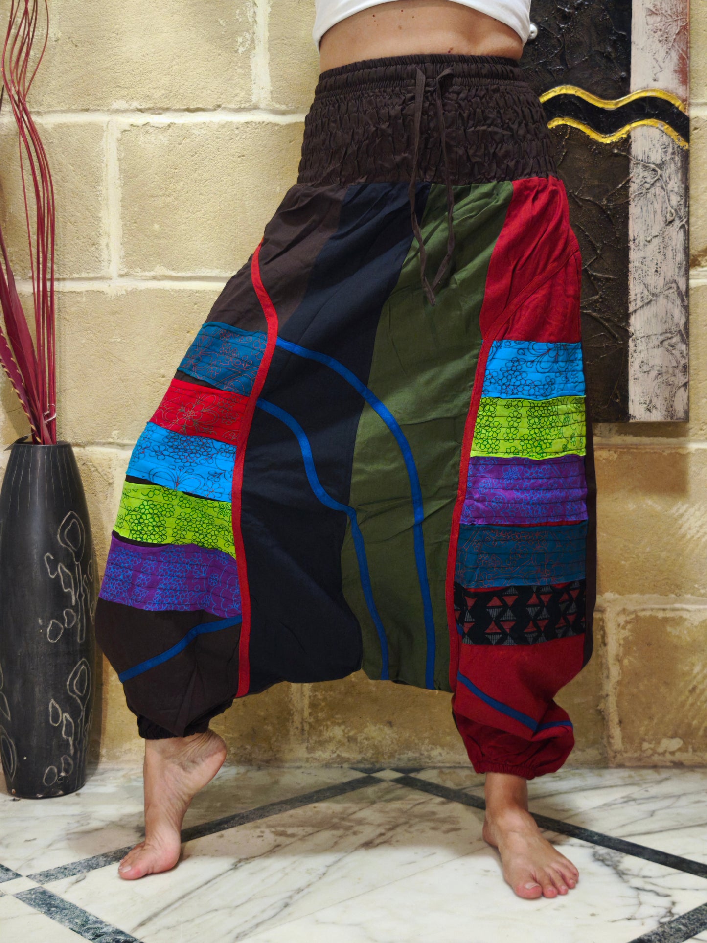 Pantalone harem unisex taglia S/M 100% cotone NEPAL 3