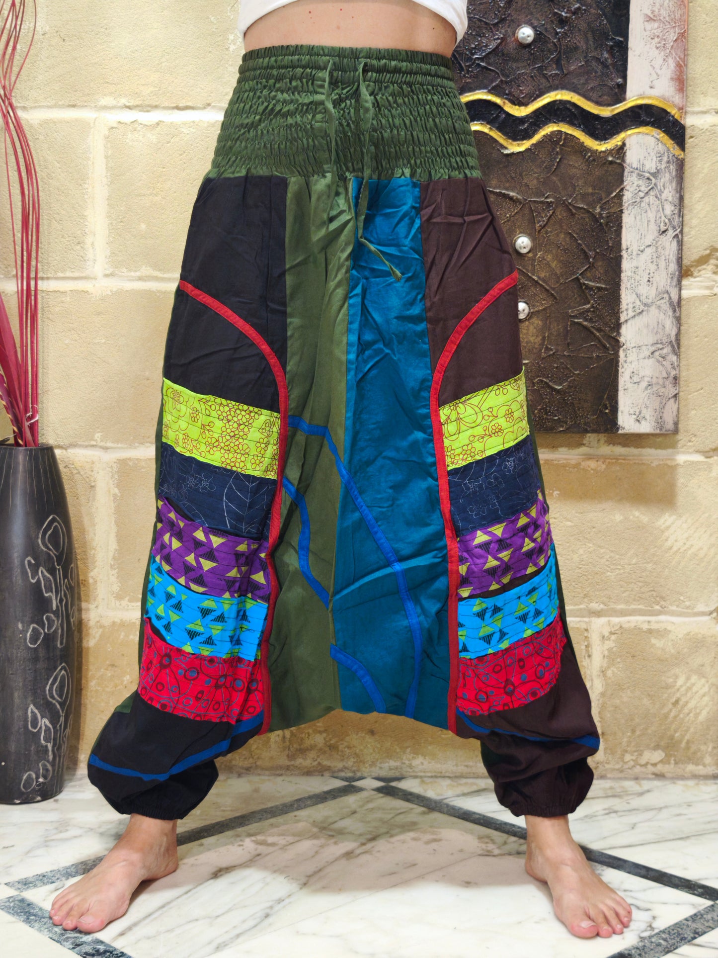 Pantalone harem unisex taglia S/M 100% cotone NEPAL 4