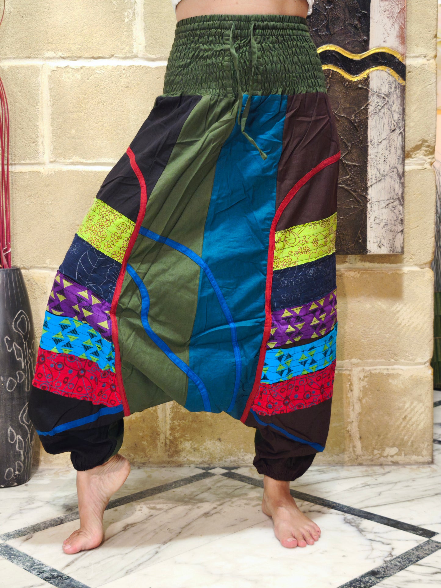 Pantalone harem unisex taglia S/M 100% cotone NEPAL 4