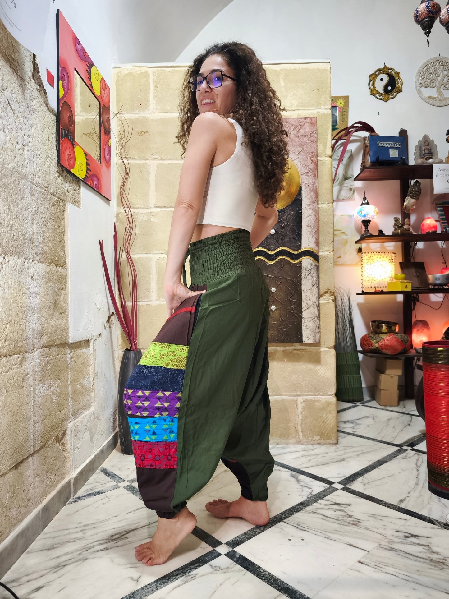 Pantalone harem unisex taglia S/M 100% cotone NEPAL 4
