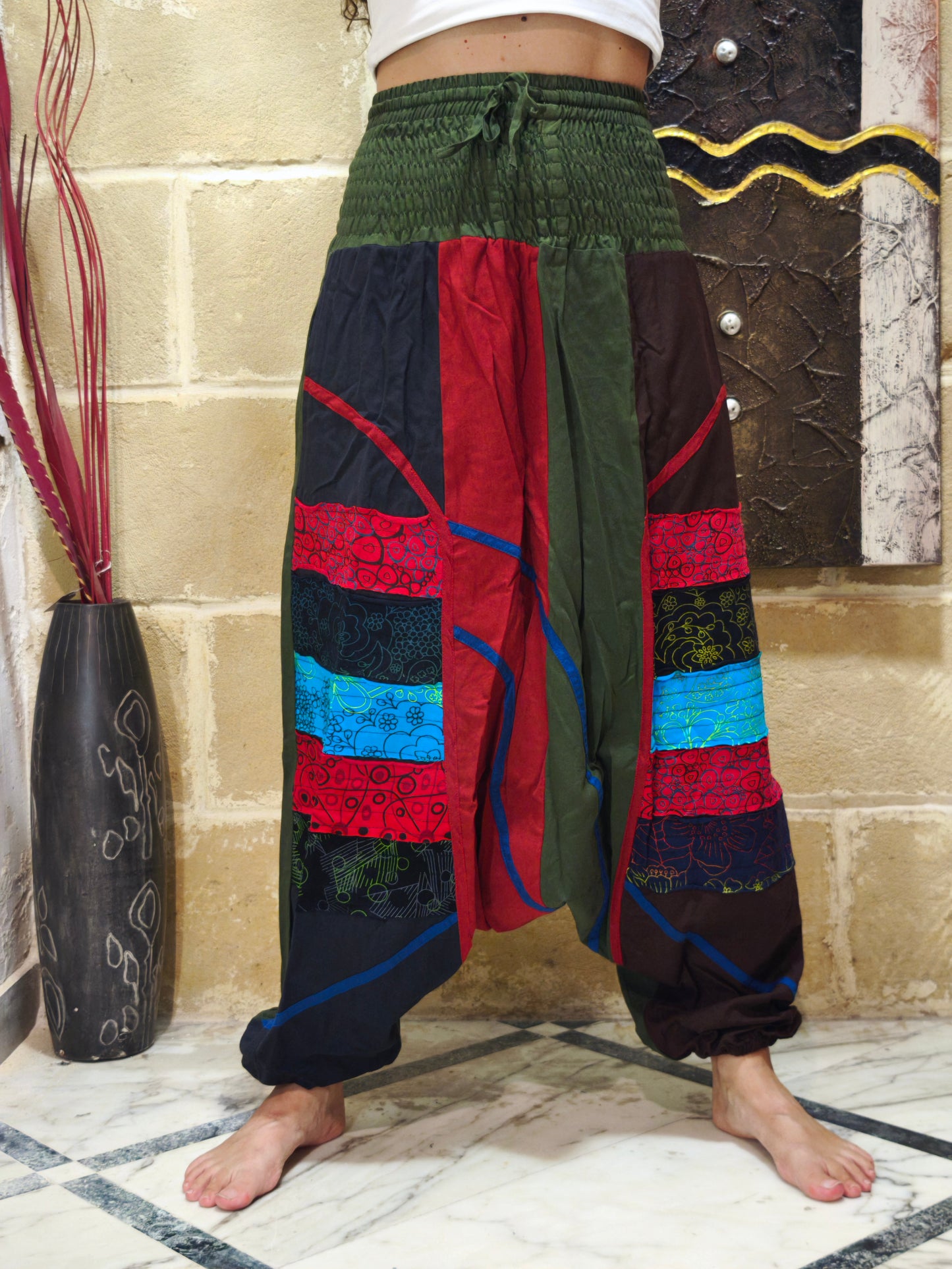 Pantalone harem unisex taglia S/M 100% cotone NEPAL 5
