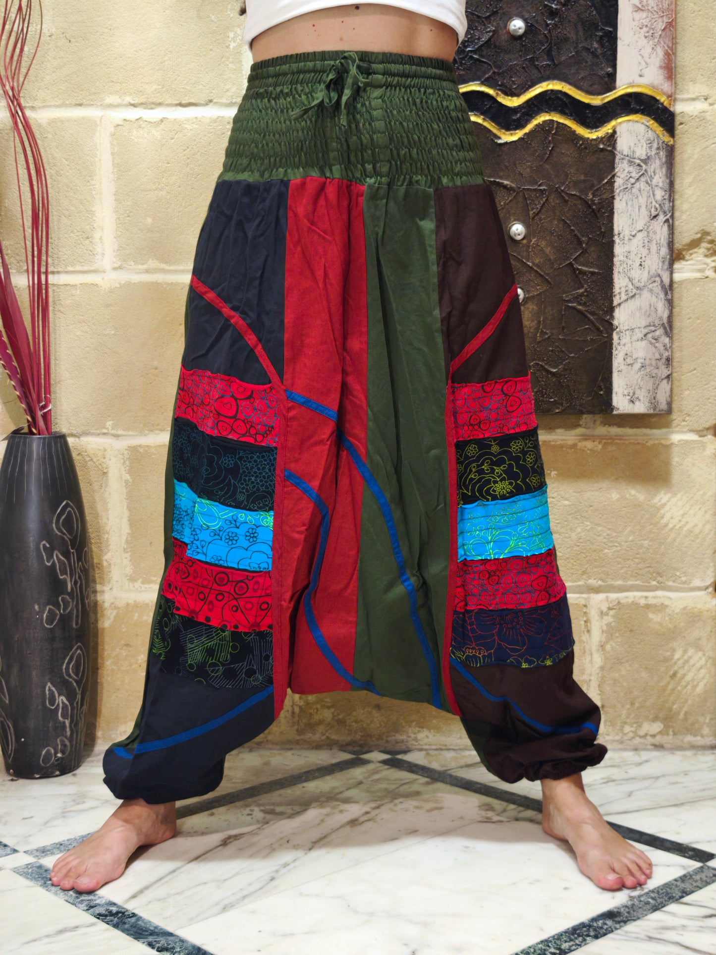 Pantalone harem unisex taglia S/M 100% cotone NEPAL 5
