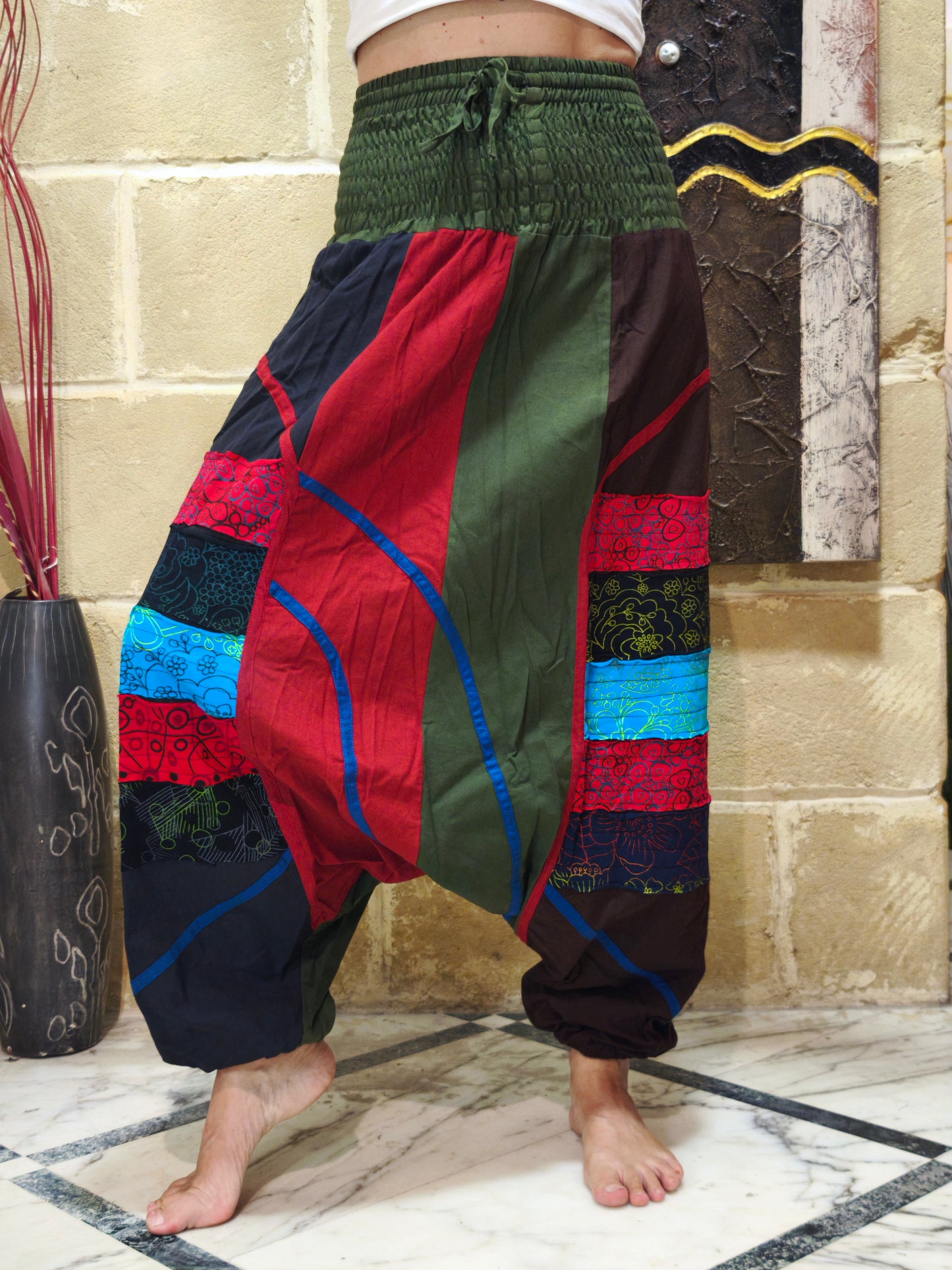 Pantalone harem unisex taglia S/M 100% cotone NEPAL 5