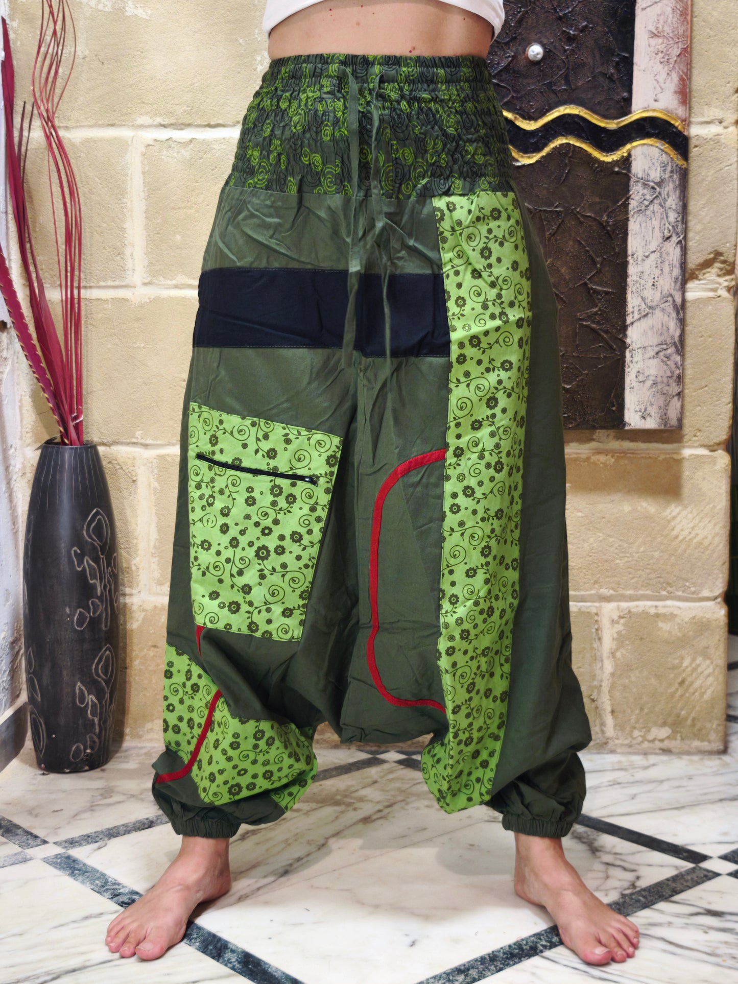 Pantalone harem unisex taglia S/M 100% cotone NEPAL 6