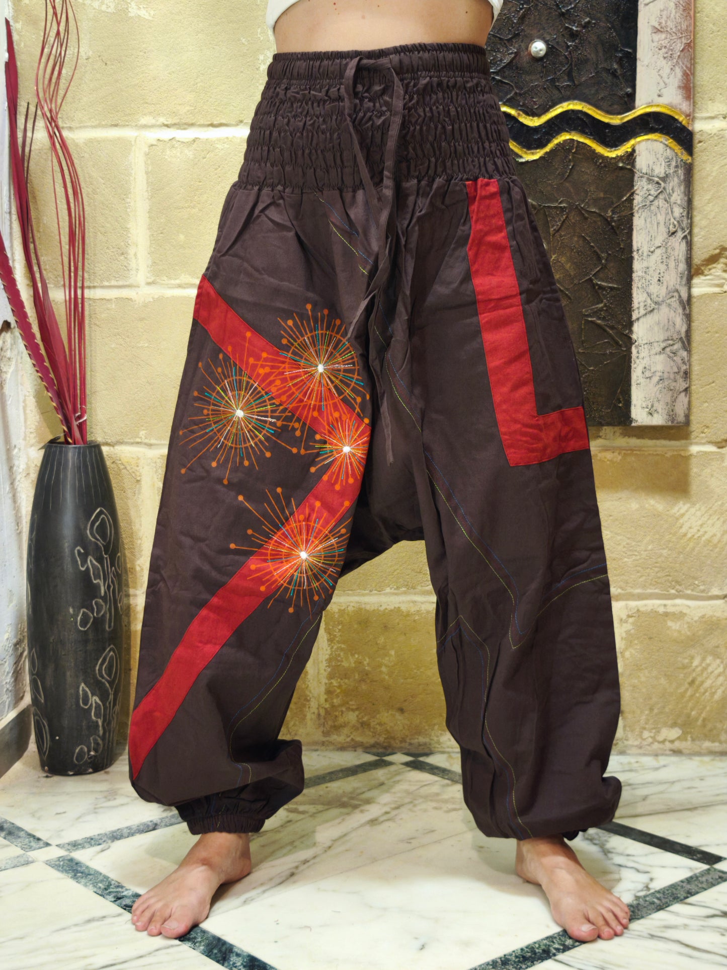 Pantalone harem unisex taglia L/XL 100% cotone NEPAL 8