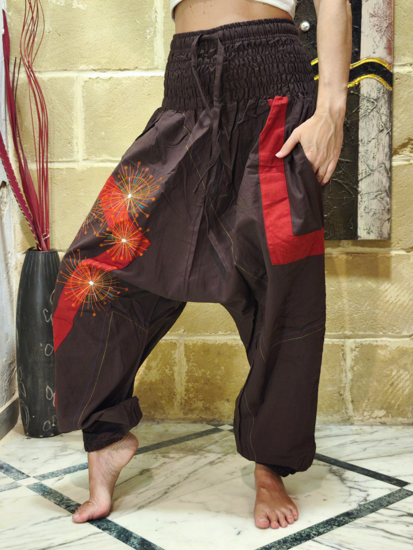 Pantalone harem unisex taglia L/XL 100% cotone NEPAL 8