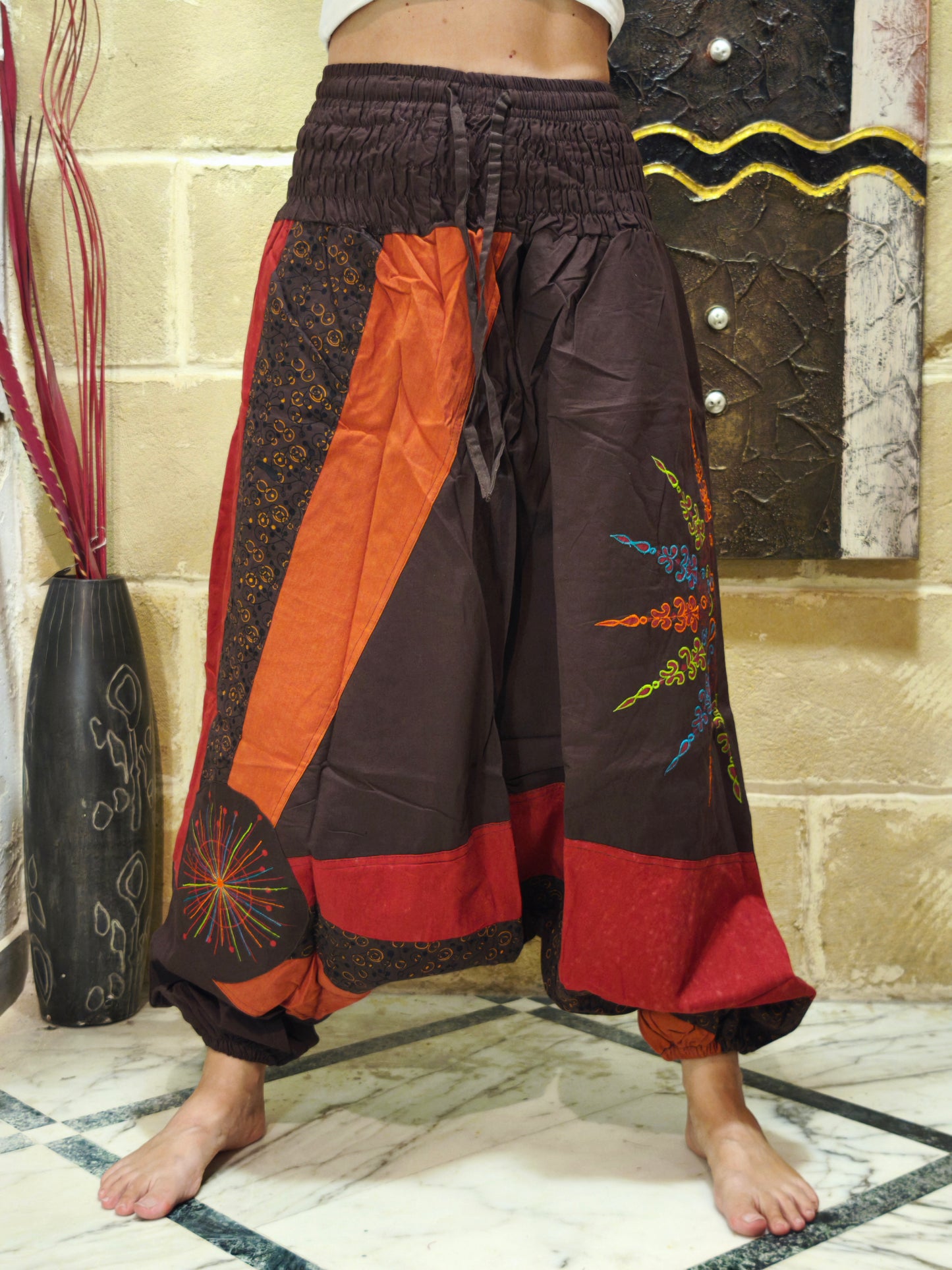 Pantalone harem unisex taglia L/XL 100% cotone NEPAL 10
