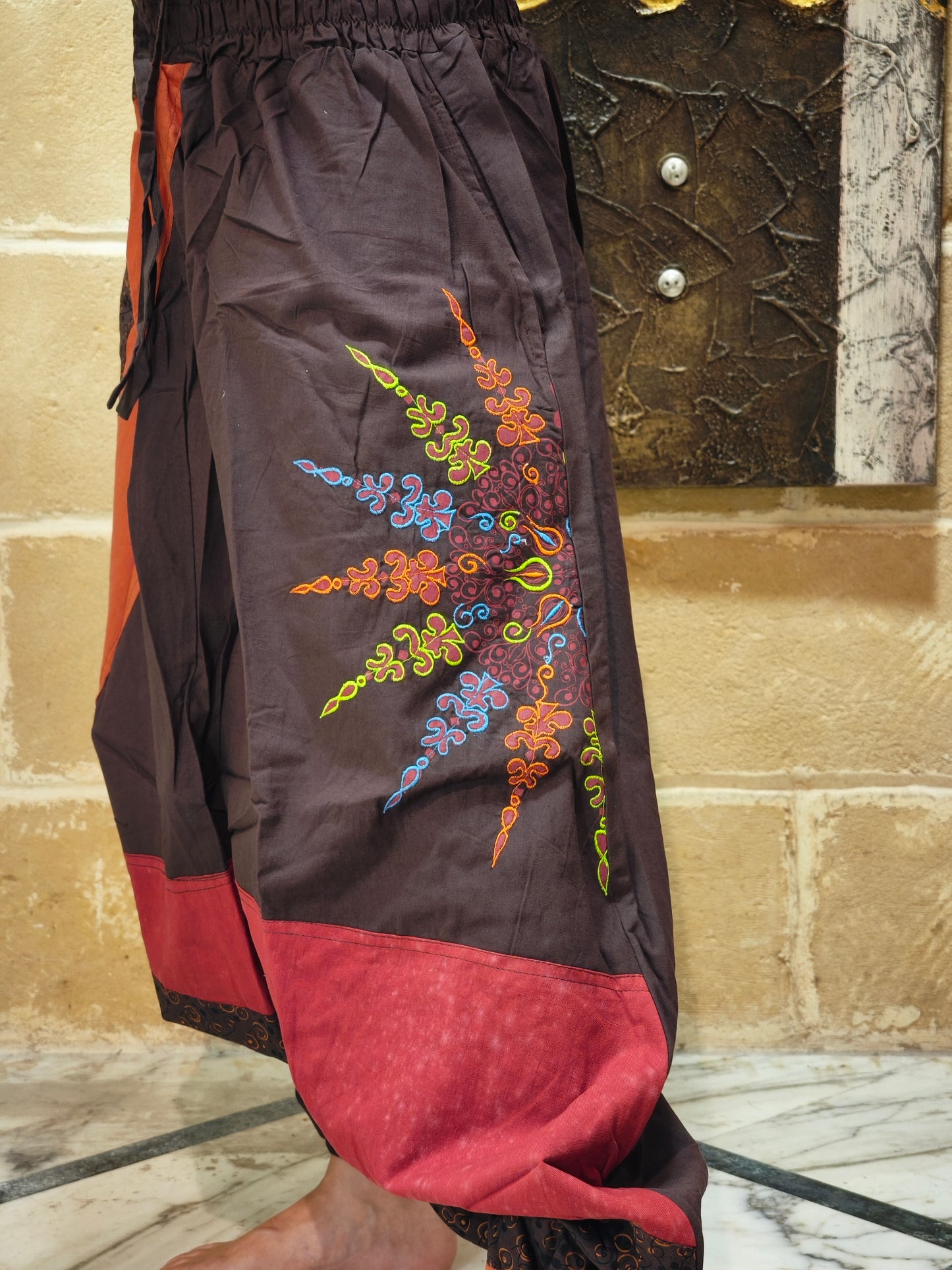 Pantalone harem unisex taglia L/XL 100% cotone NEPAL 10