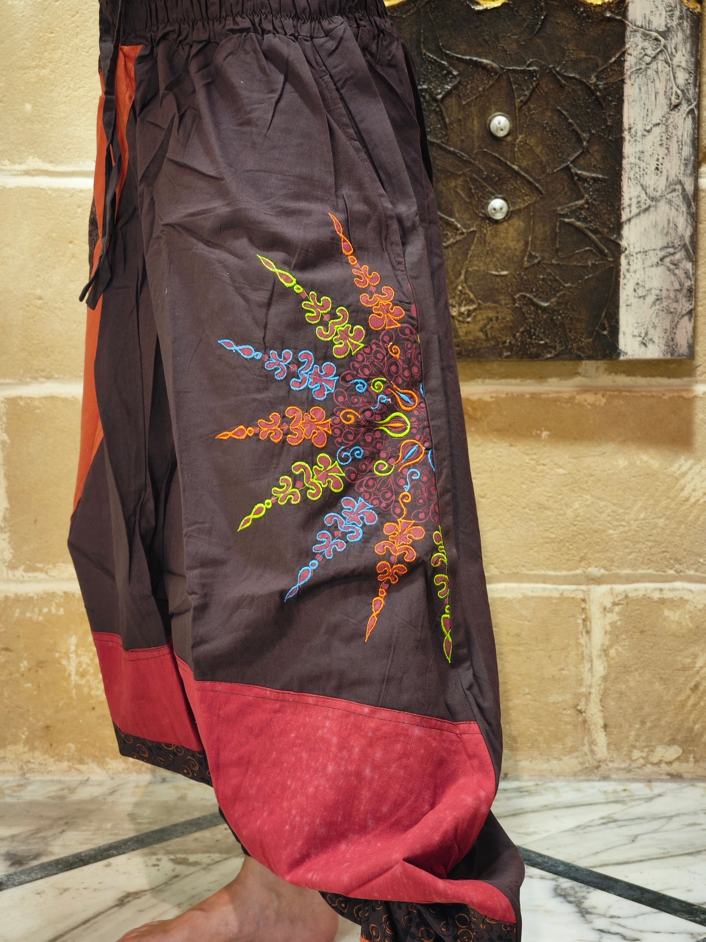 Pantalone harem unisex taglia L/XL 100% cotone NEPAL 10