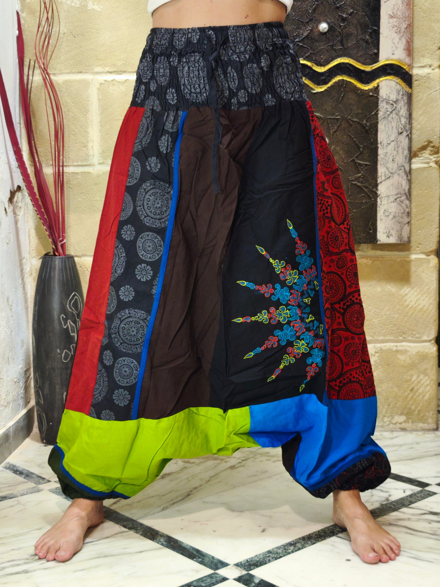Pantalone harem unisex taglia L/XL 100% cotone NEPAL 11