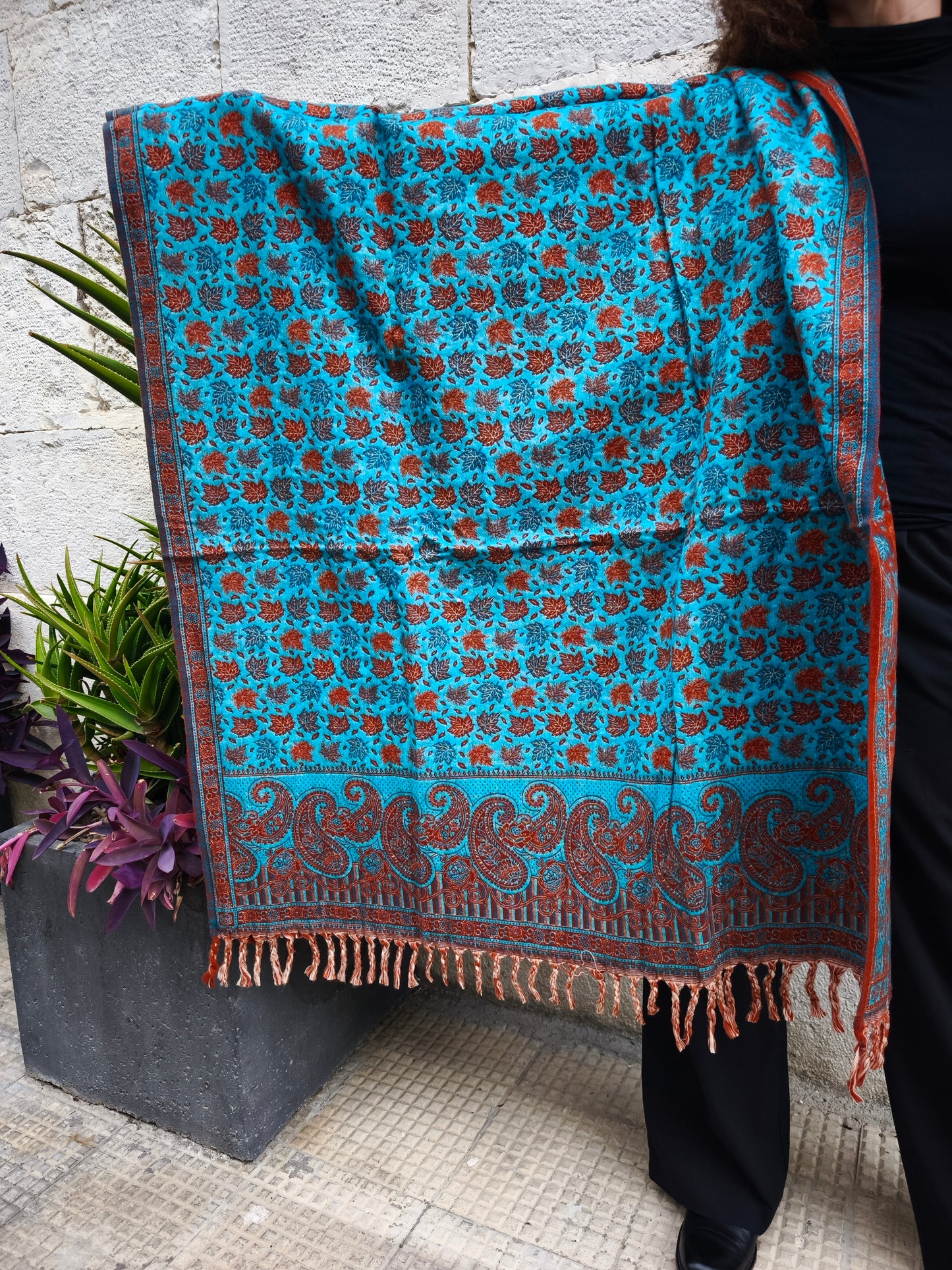 Scialle sciarpa stola Pashmina coperta lana calda YAK Tibet 2E