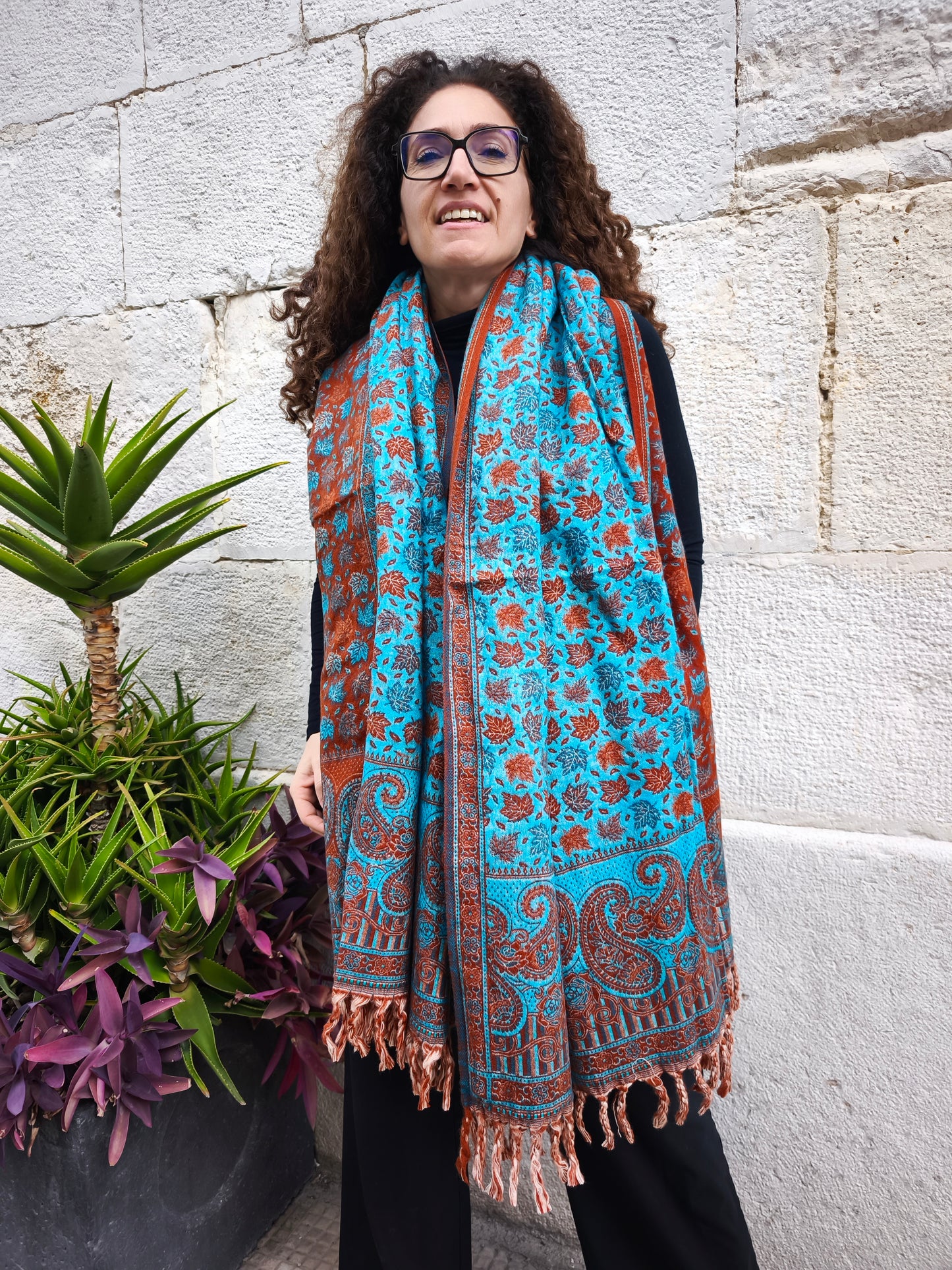 Scialle sciarpa stola Pashmina coperta lana calda YAK Tibet 2E